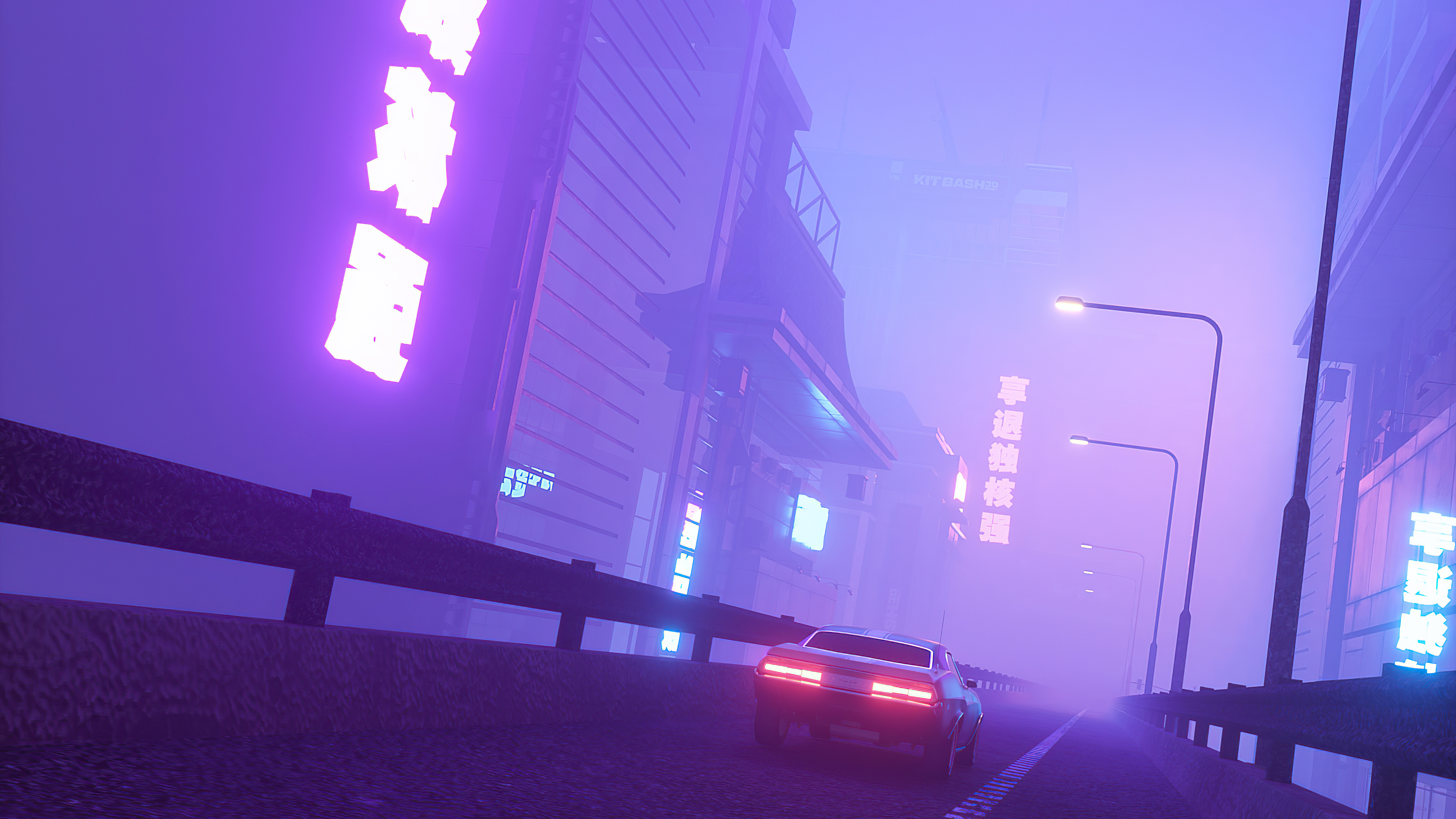 Wallpaper 4k Car In Neon City 4k Wallpaper