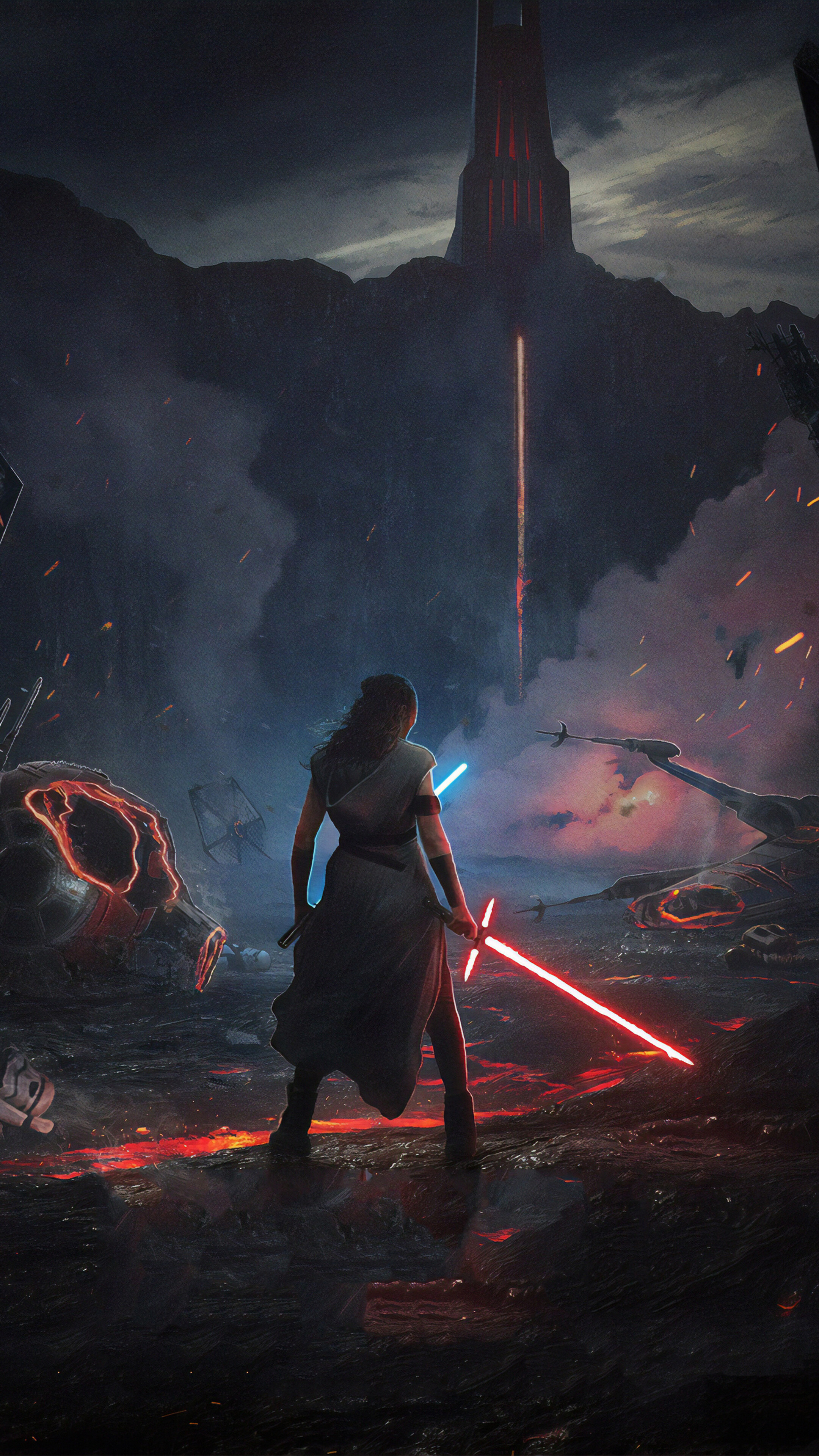 Rey, Lightsaber, Star Wars The Rise of Skywalker, 4k HD Phone Wallpaper