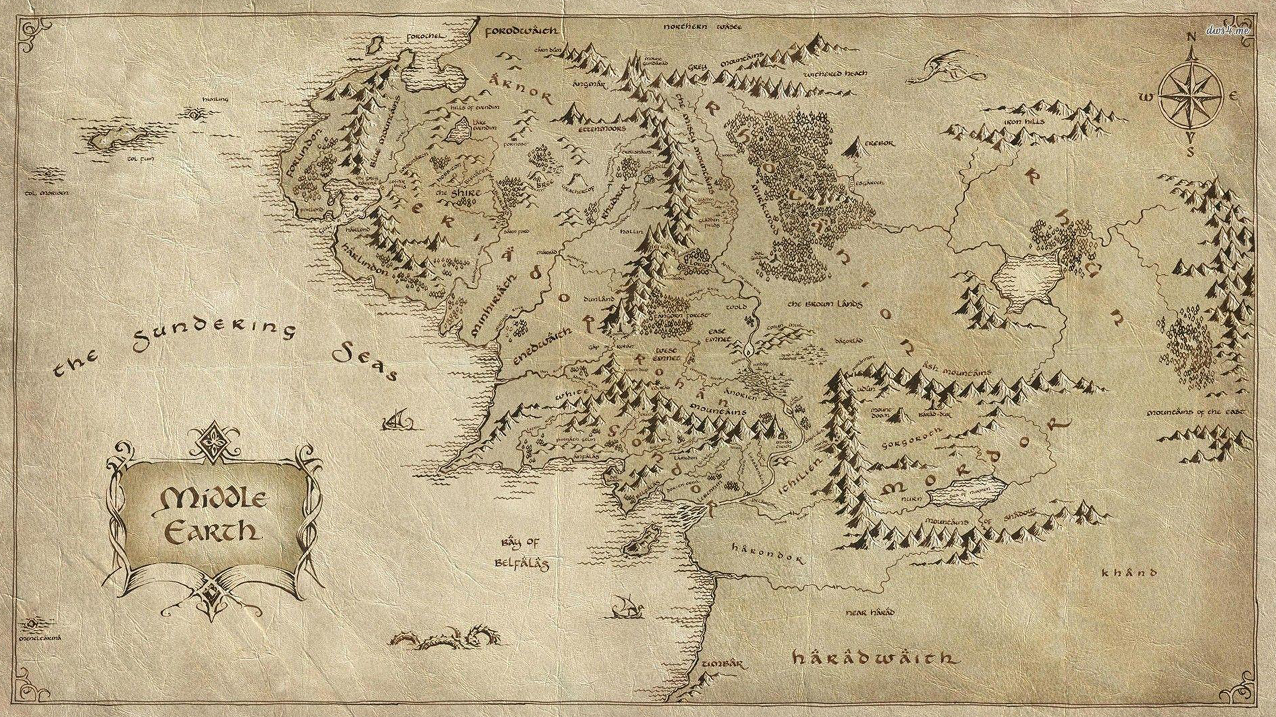 Lord Of The Rings Middle Earth Map WQHD 1440P Wallpaper