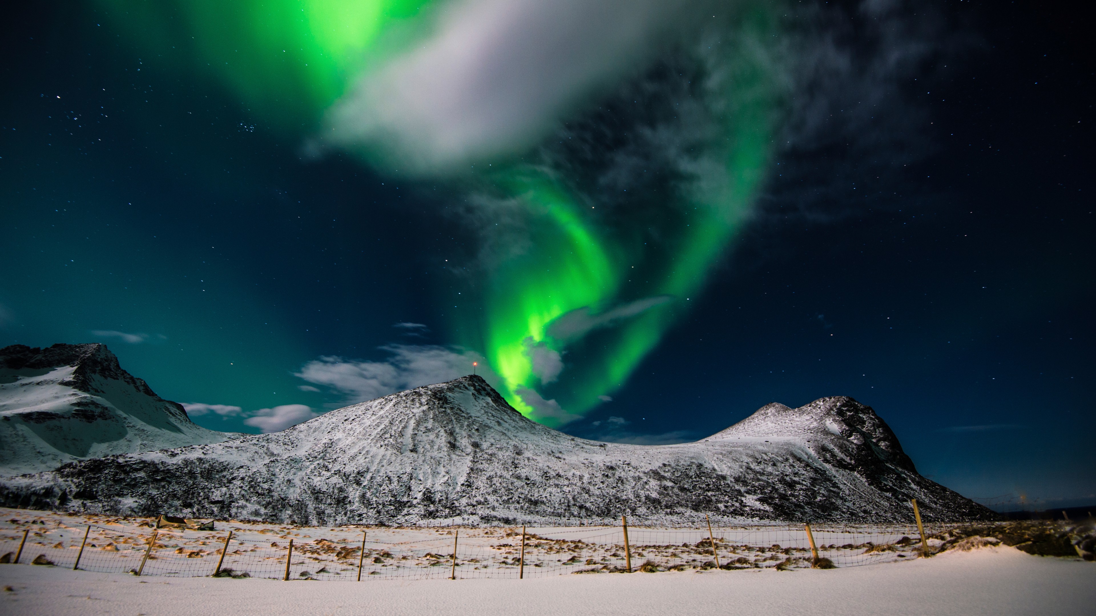 Wallpaper northern lights, sky, winter, mountains, 4k, Nature