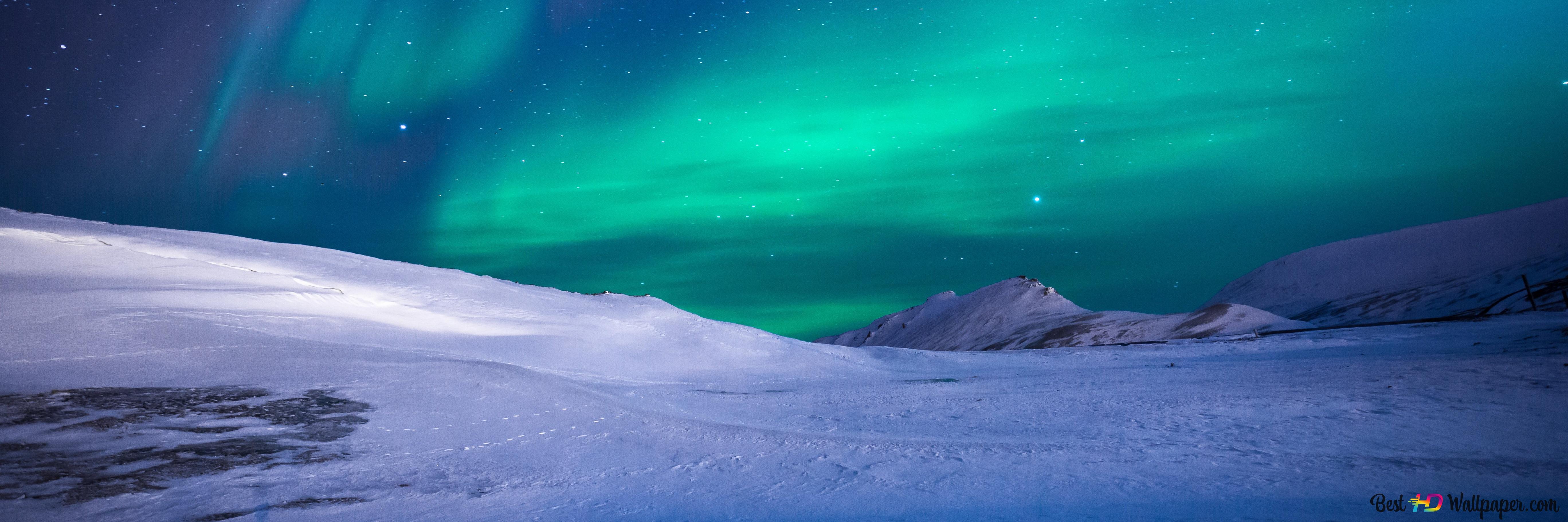night northern lights 4K wallpaper download