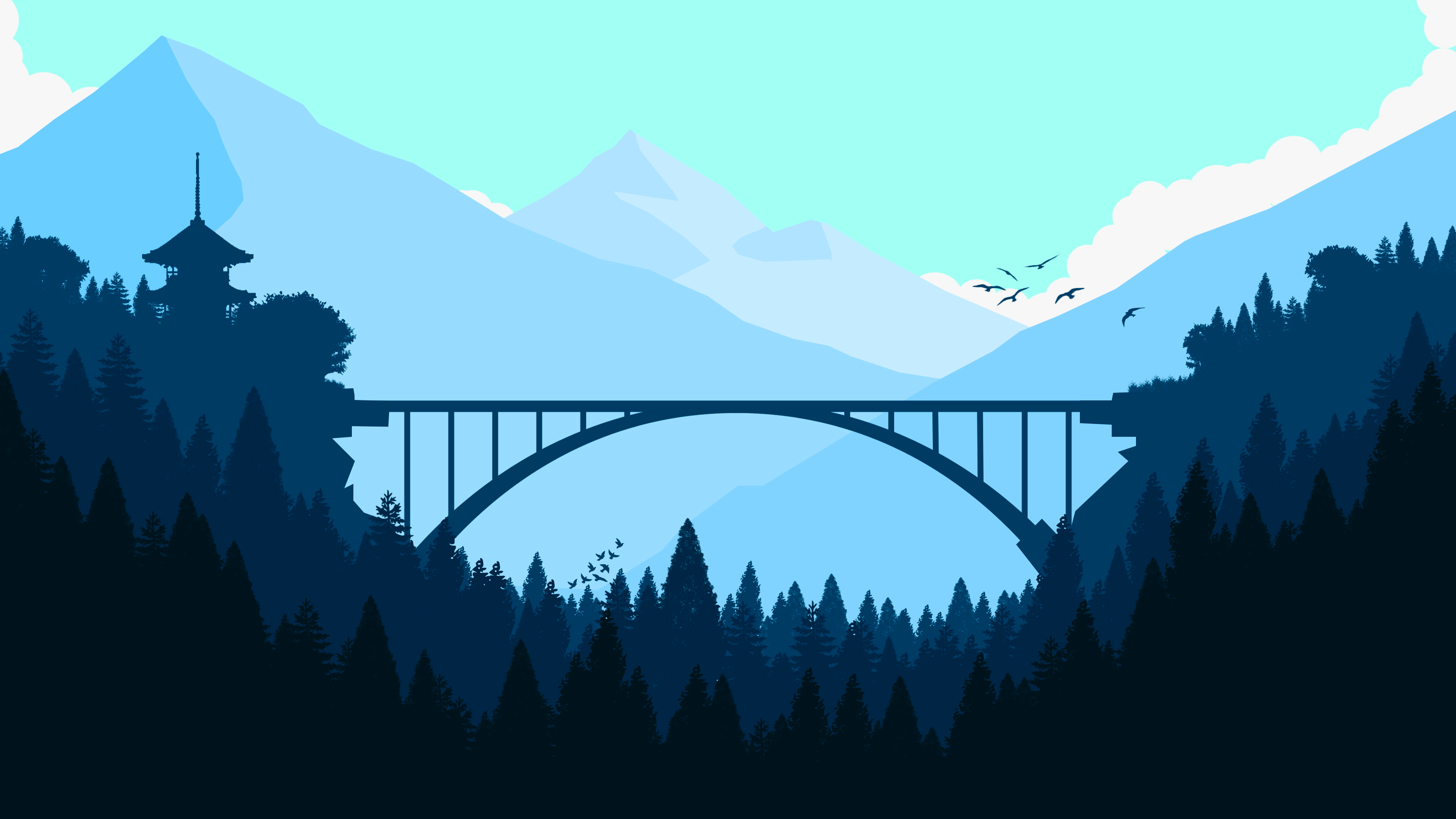 Bridge Wallpaper, Forest, Minimalism, Minimalist, Hd, 4k, Artist, Artwork