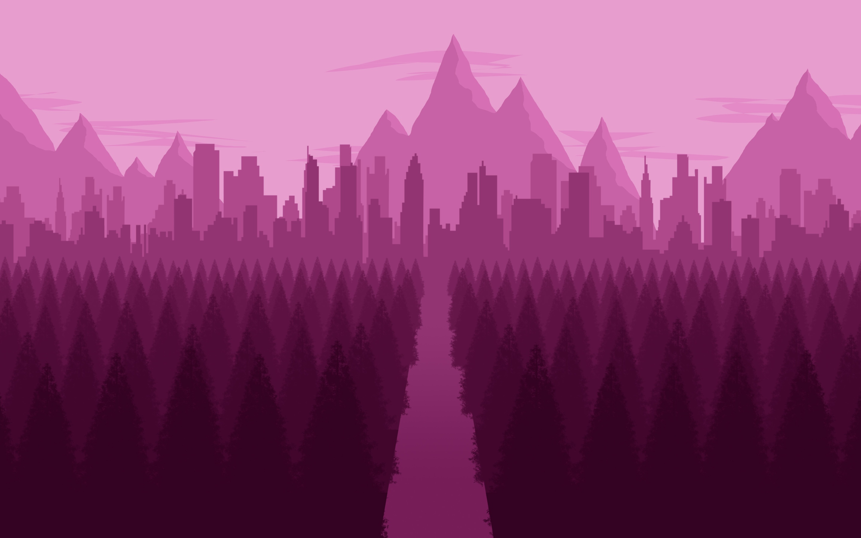Wallpaper 4k City Forest Minimalist Wallpaper