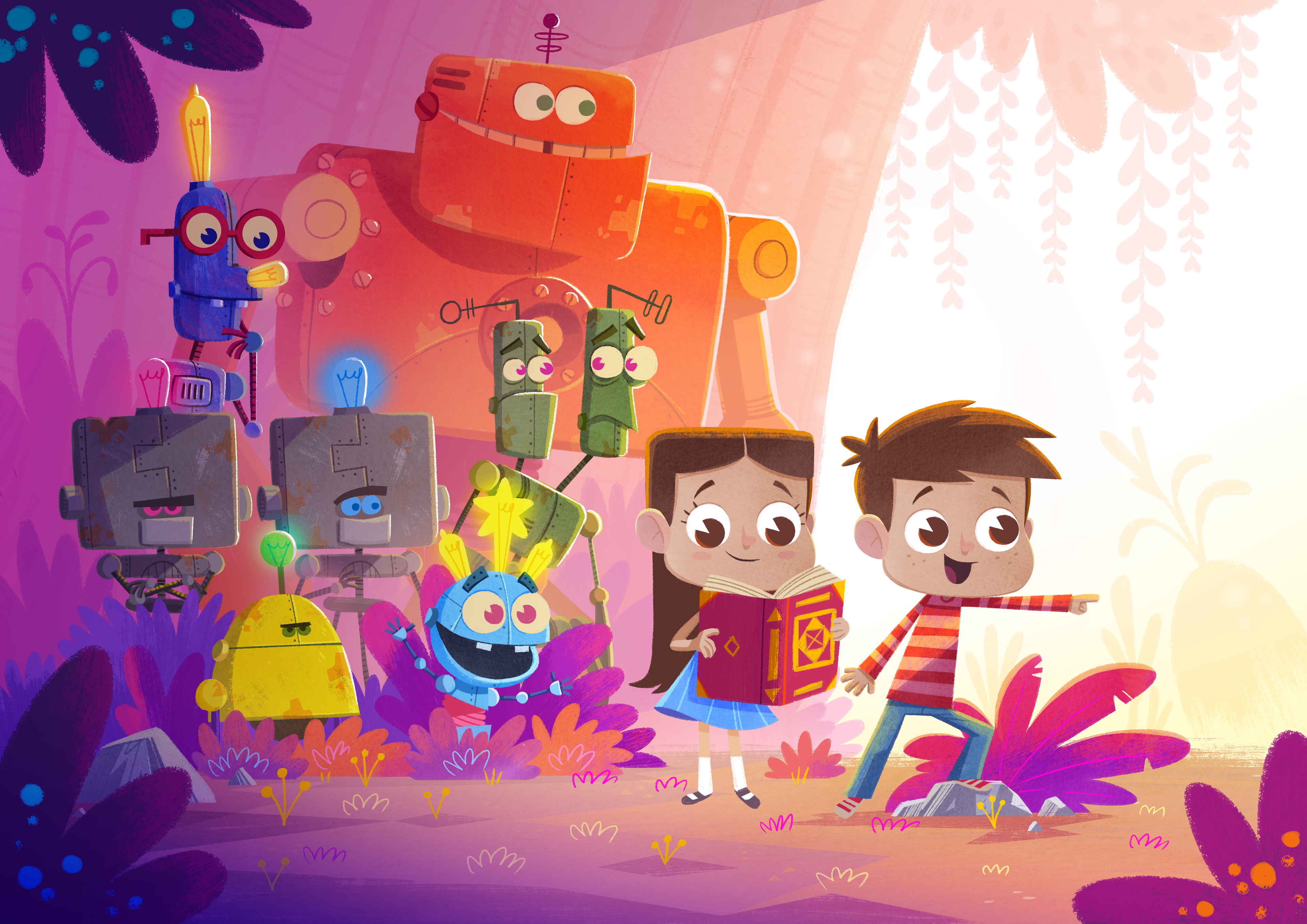 Robots, Kids, Colorful, 4K, Children, Illustration Gallery HD Wallpaper