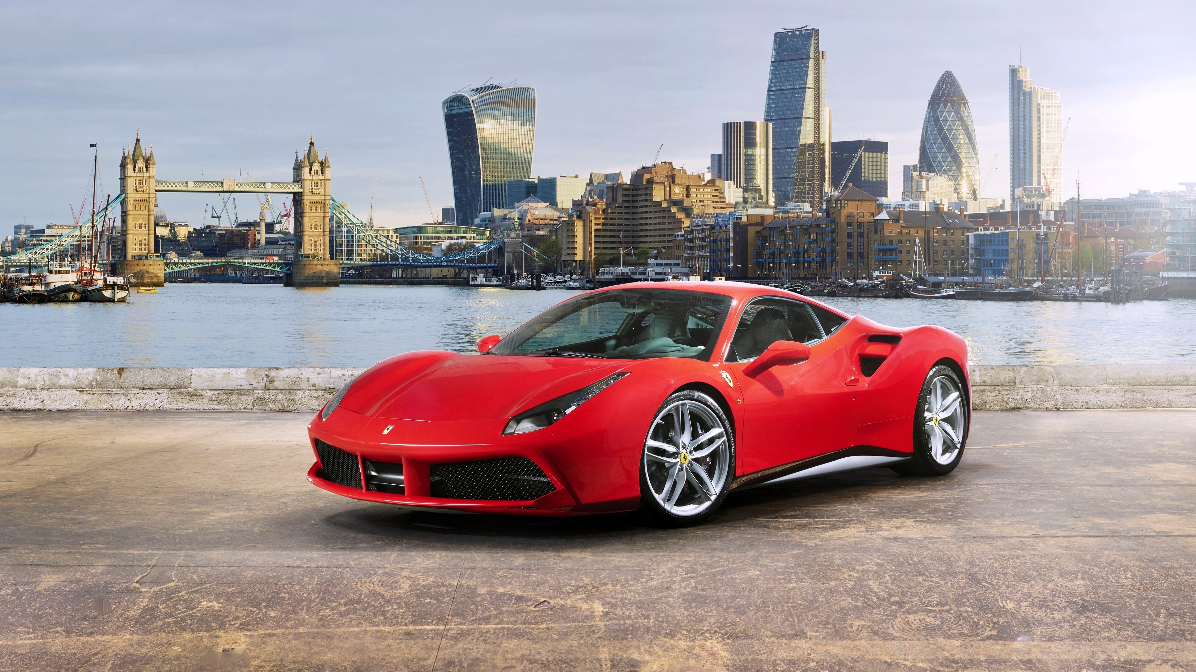 ferrari, 488 gtb, red, side view 4k Gallery HD Wallpaper