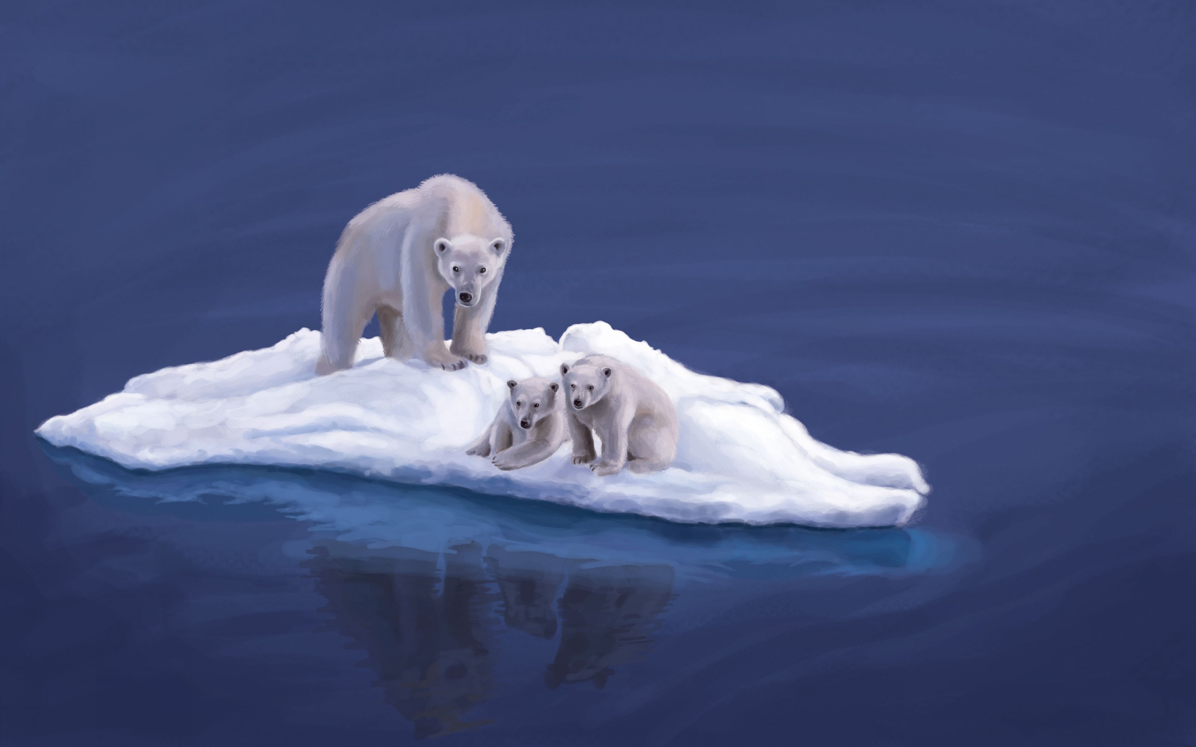 Download Wallpaper 3840x2400 Polar bears, Drawing, Island Ultra HD 4K HD Background. Polar bear, Bear, Polar