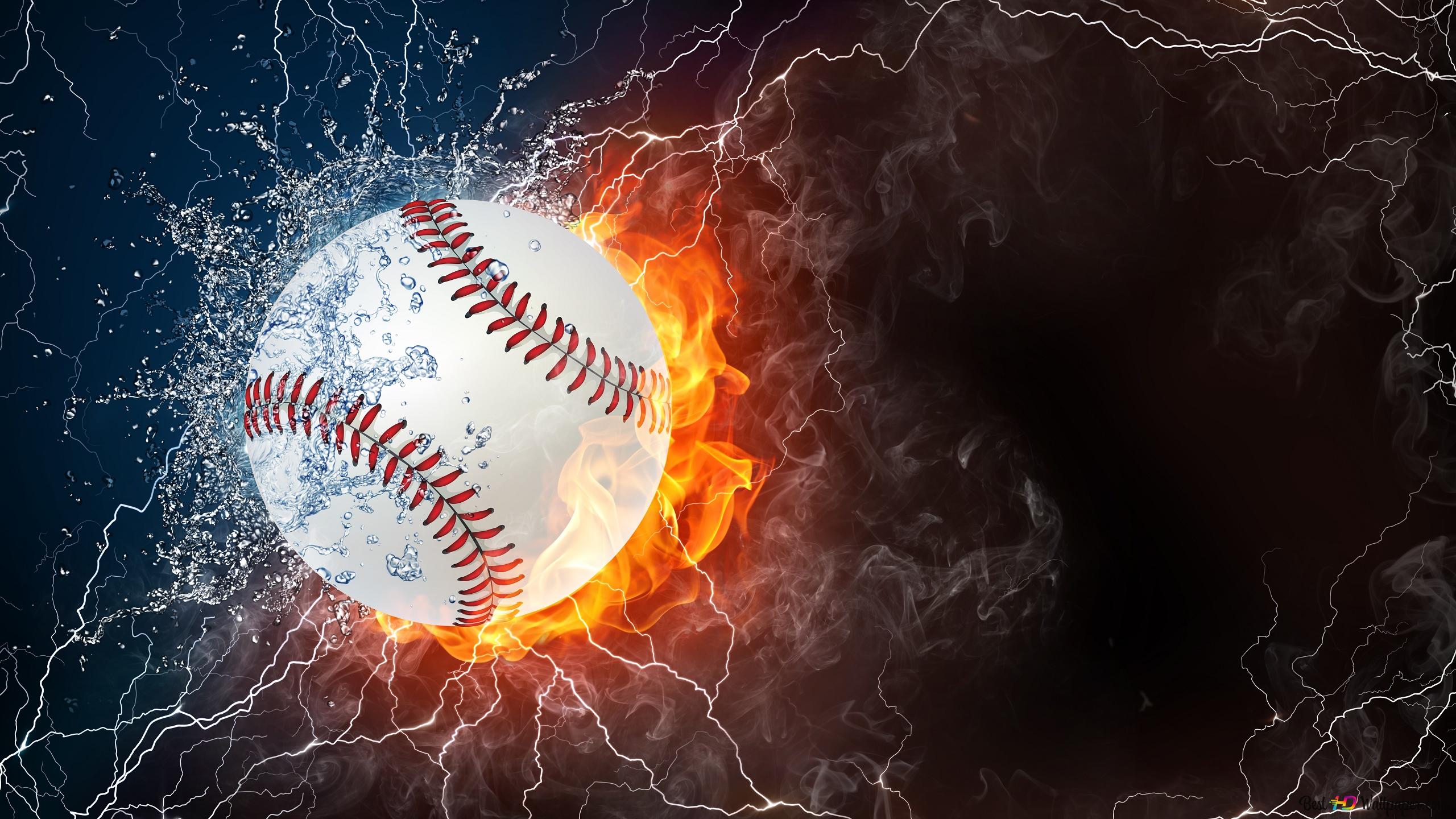 Baseball Ball Water and Fire 2K wallpaper download