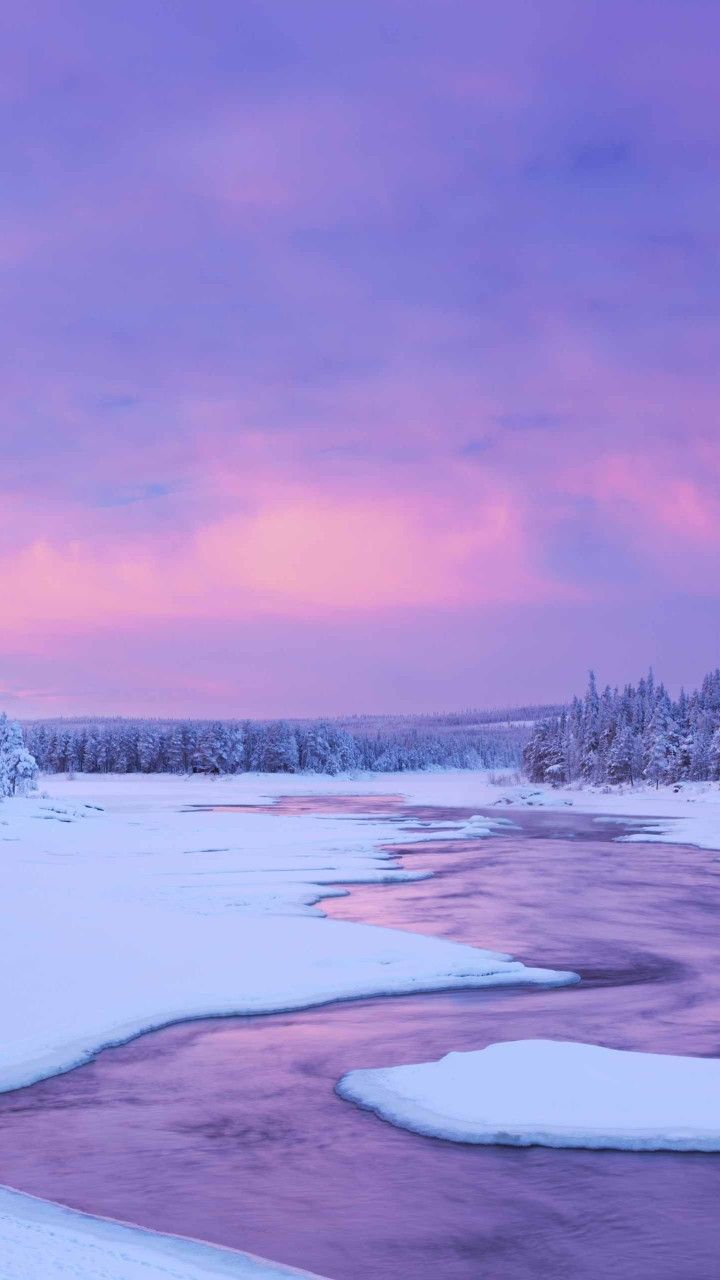 snow #winter #river #purple. Winter wallpaper, Beautiful nature, Nature wallpaper
