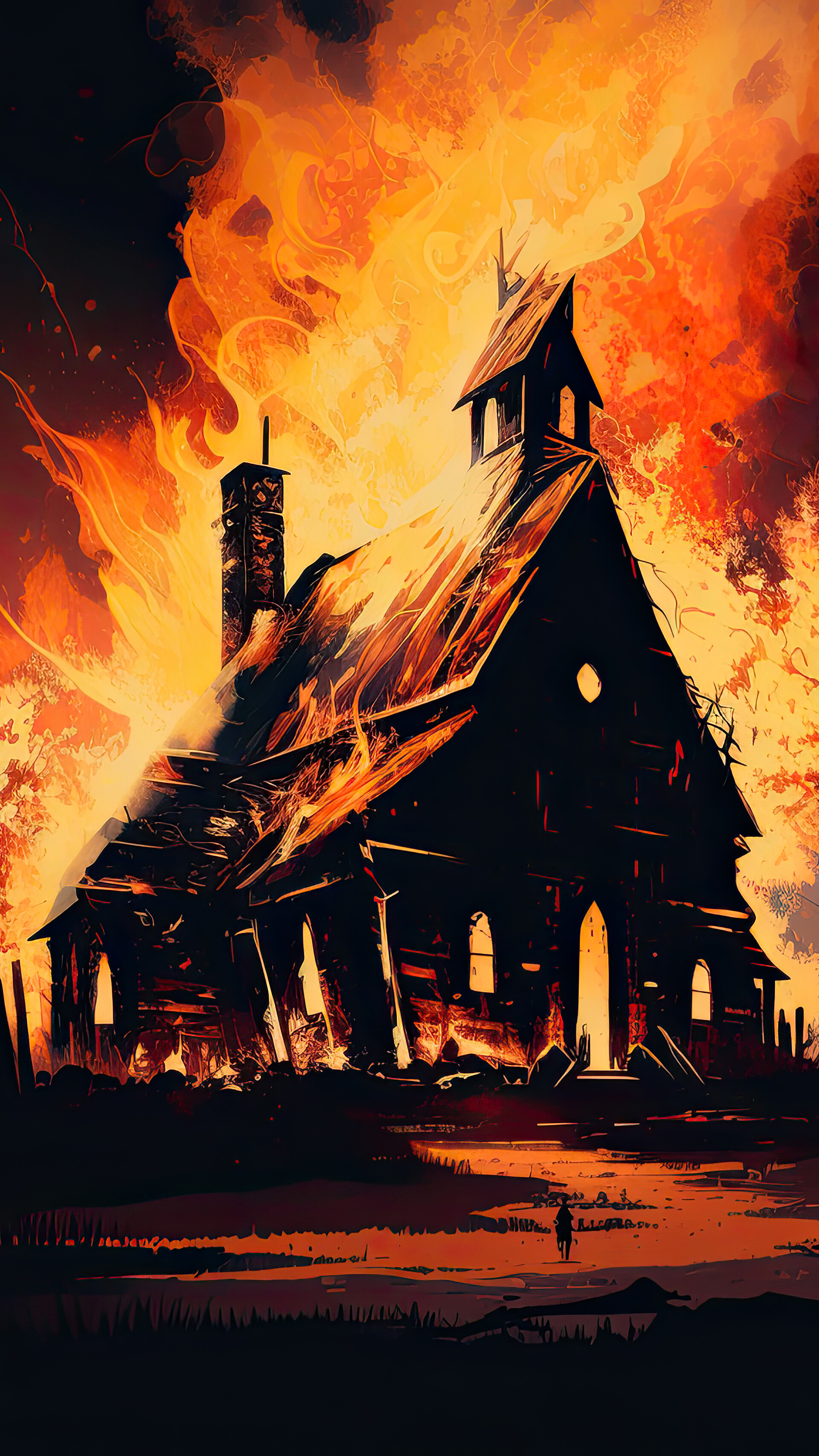 Burning church