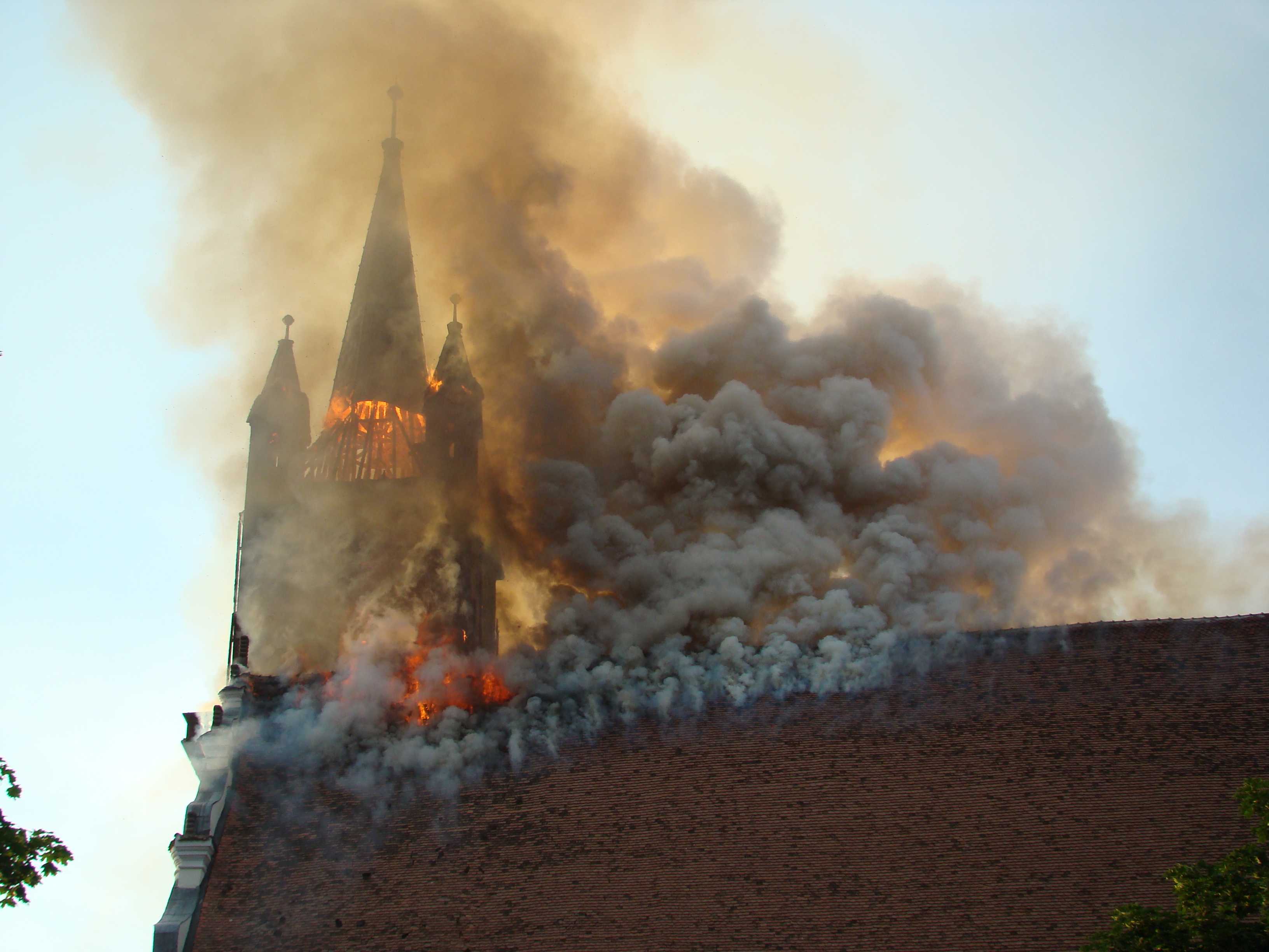 Burning Church, Bistriţa, Romania