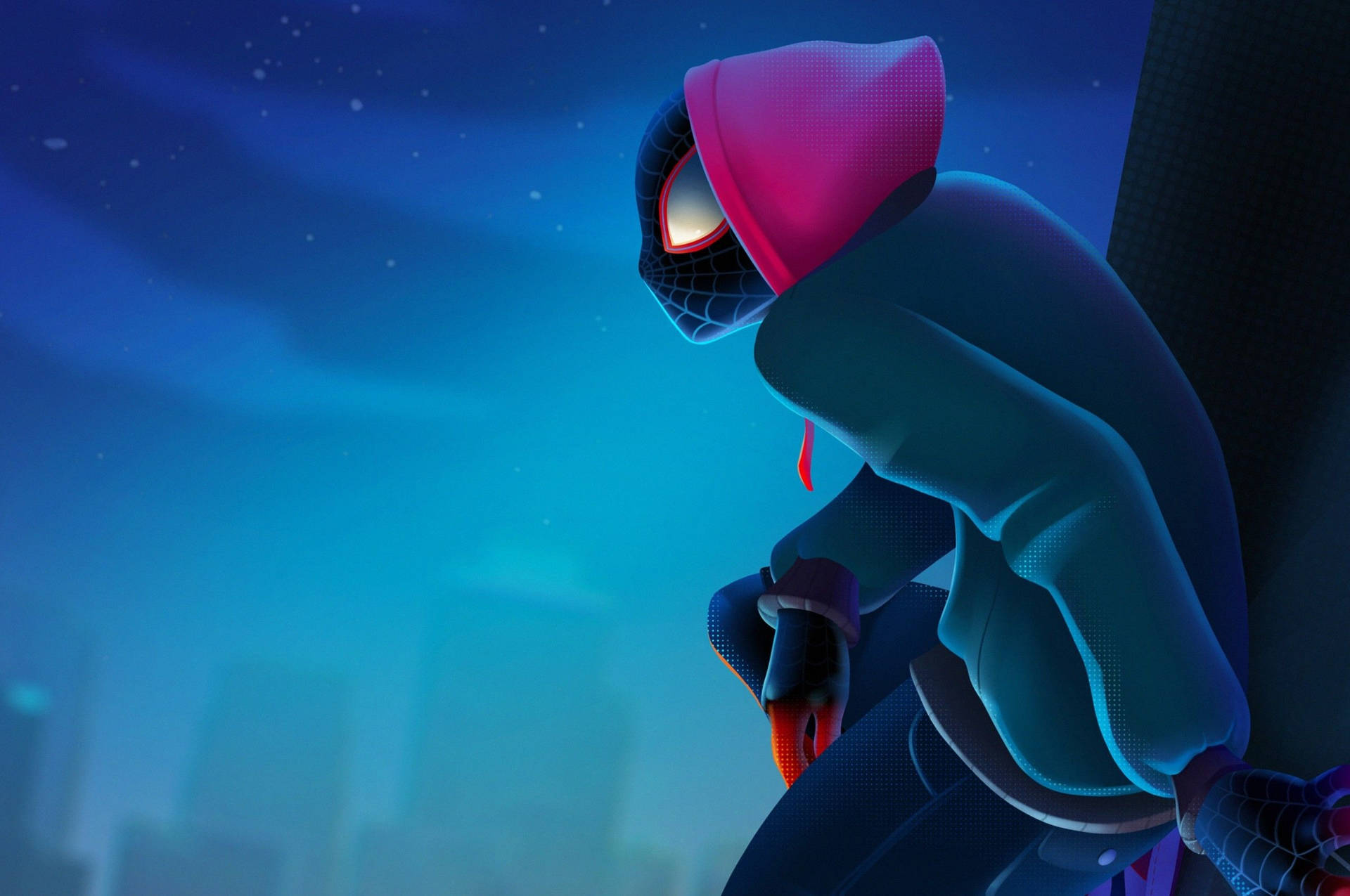 Download Miles Morales Blue Night Sky Wallpaper