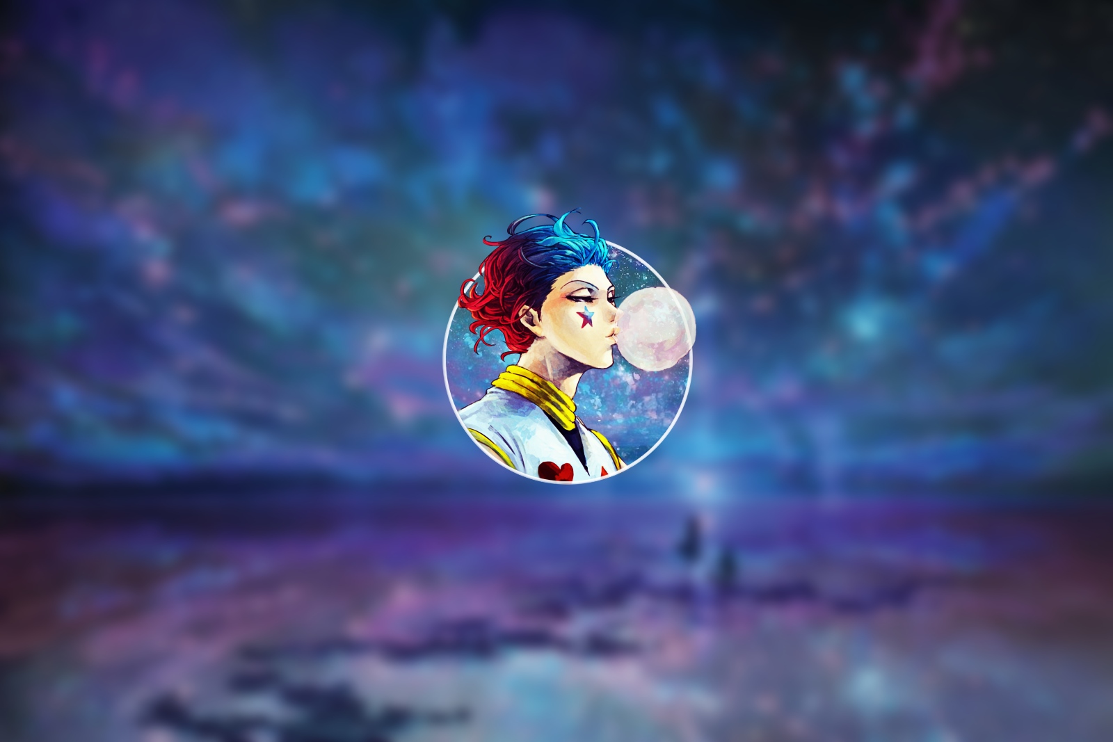 Wallpaper, Hisoka, Hunter x Hunter, bubblegum, anime, sky, stars 1600x1067