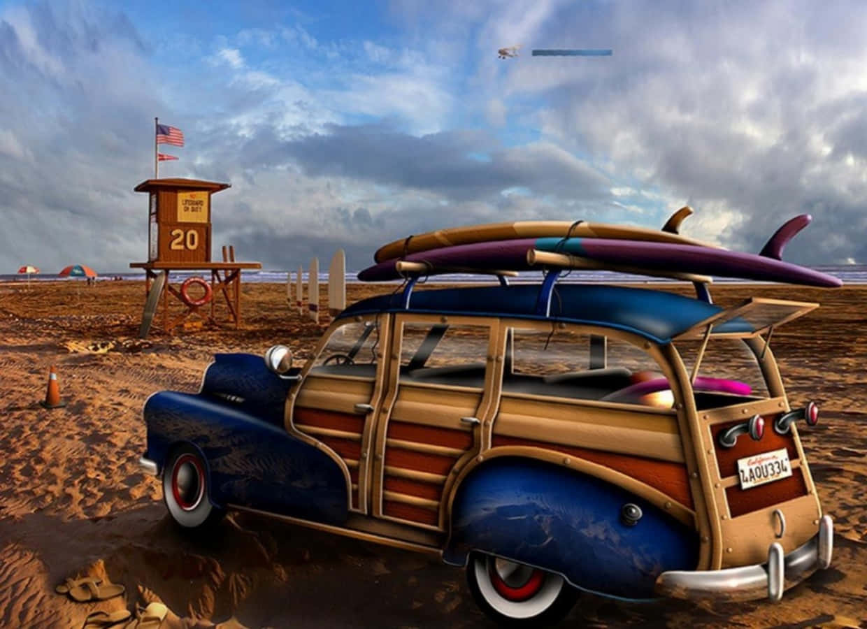 Download Feel the salty sea and freedom while riding the waves of vintage surf. Wallpaper