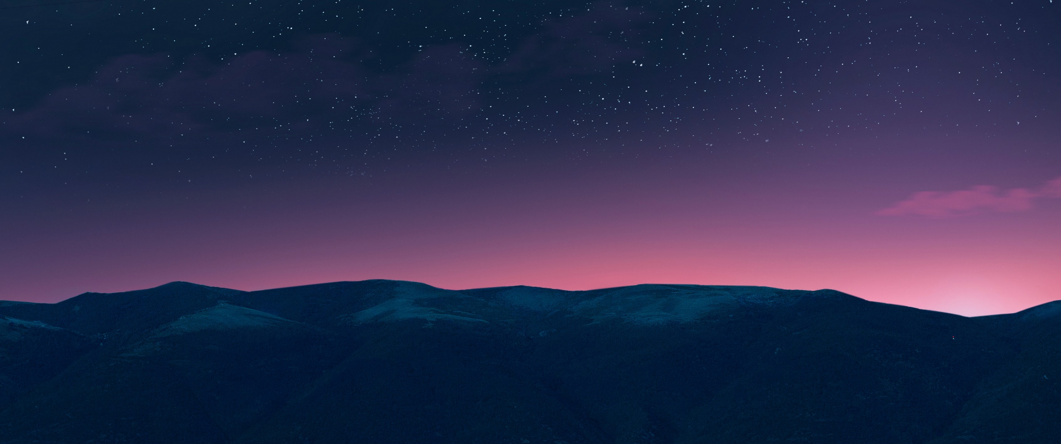 Silhouette Wallpaper 4K, Mountain, Starry sky, Night time