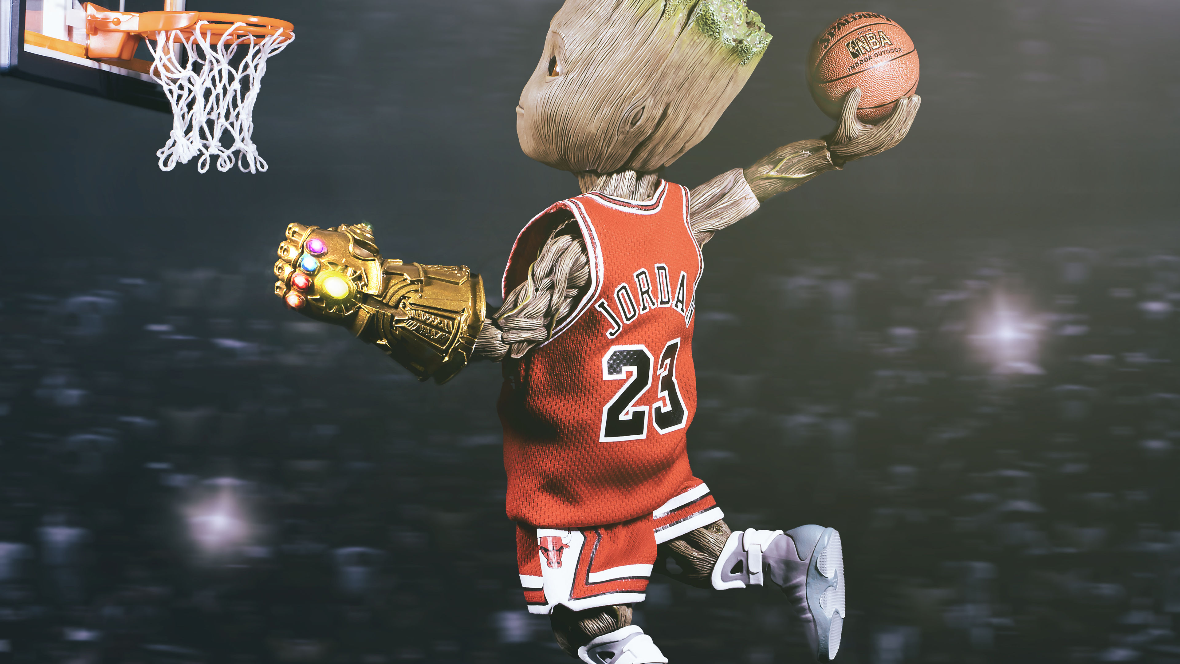 Wallpaper 4k Baby Groot Playing Basketball Wallpaper