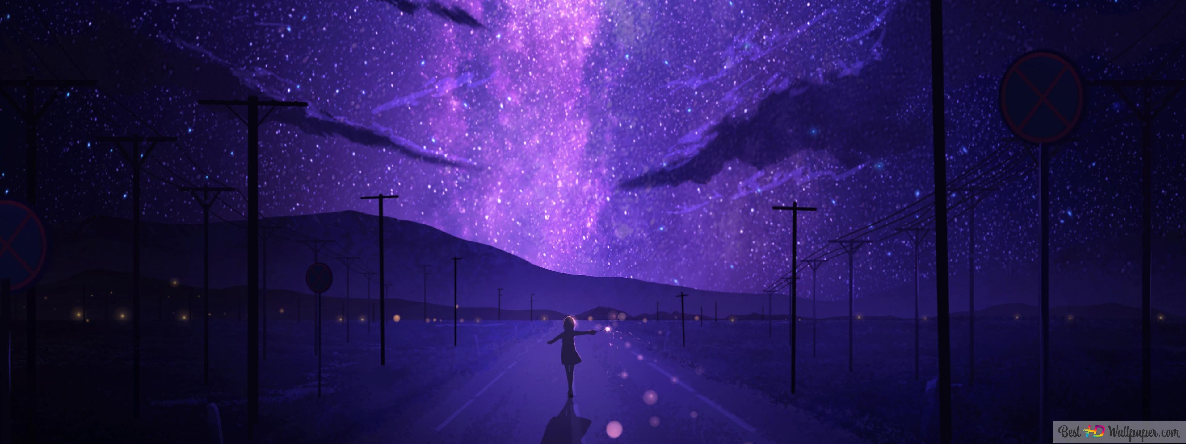 Purple Starry Sky 4K wallpaper download