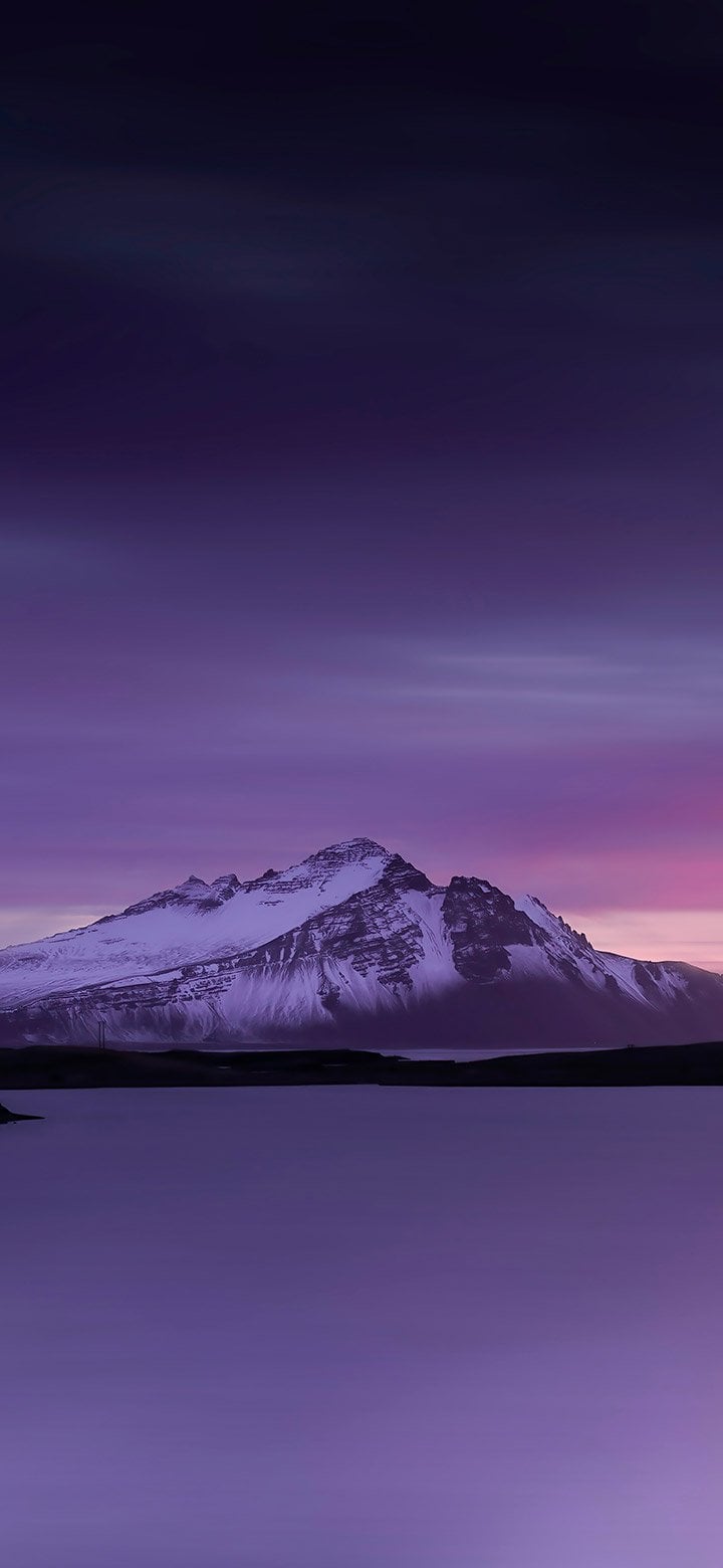 Evening purple sky over the mountain 4K