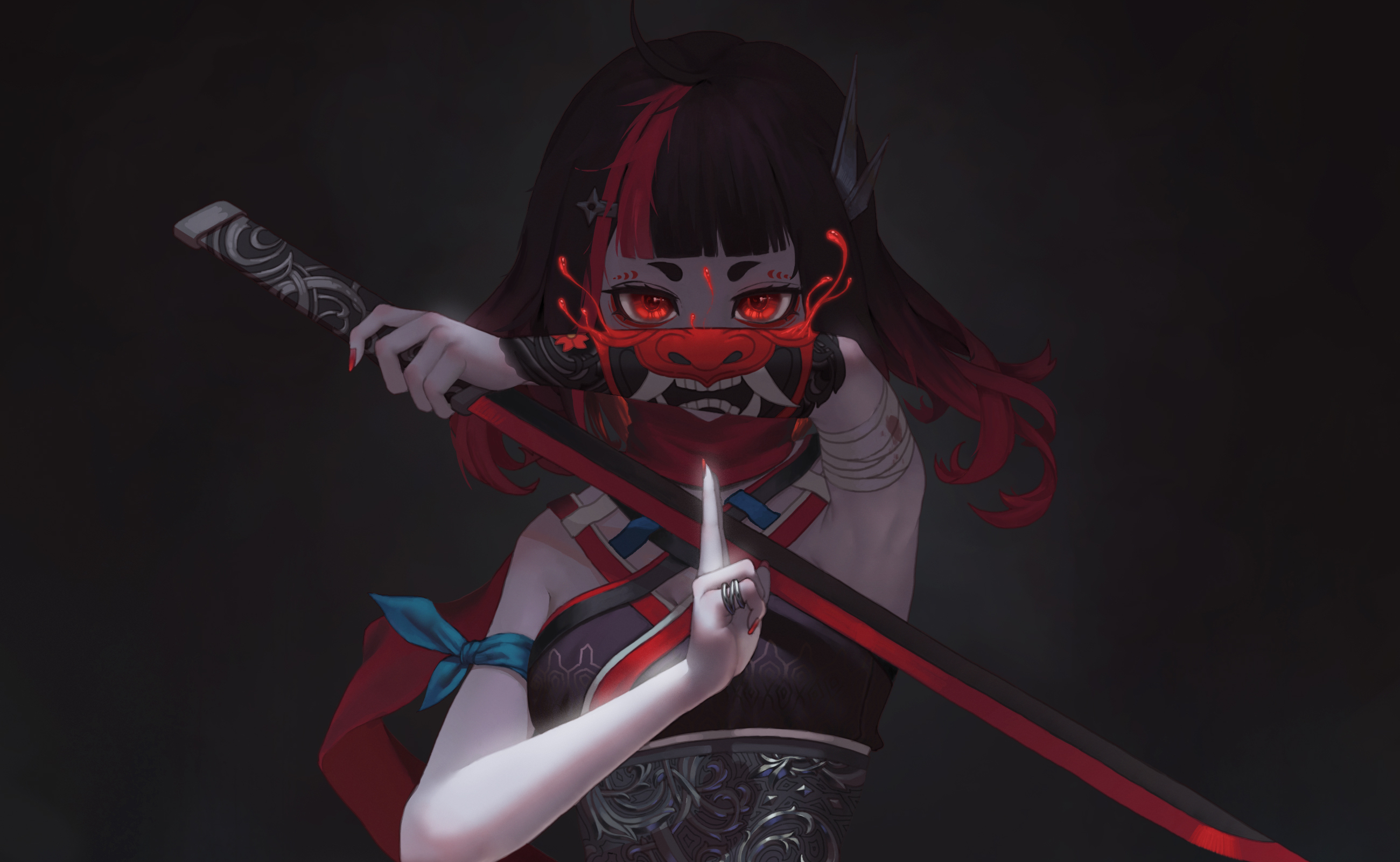 Katana Mask Oni Wallpaper:2600x1600