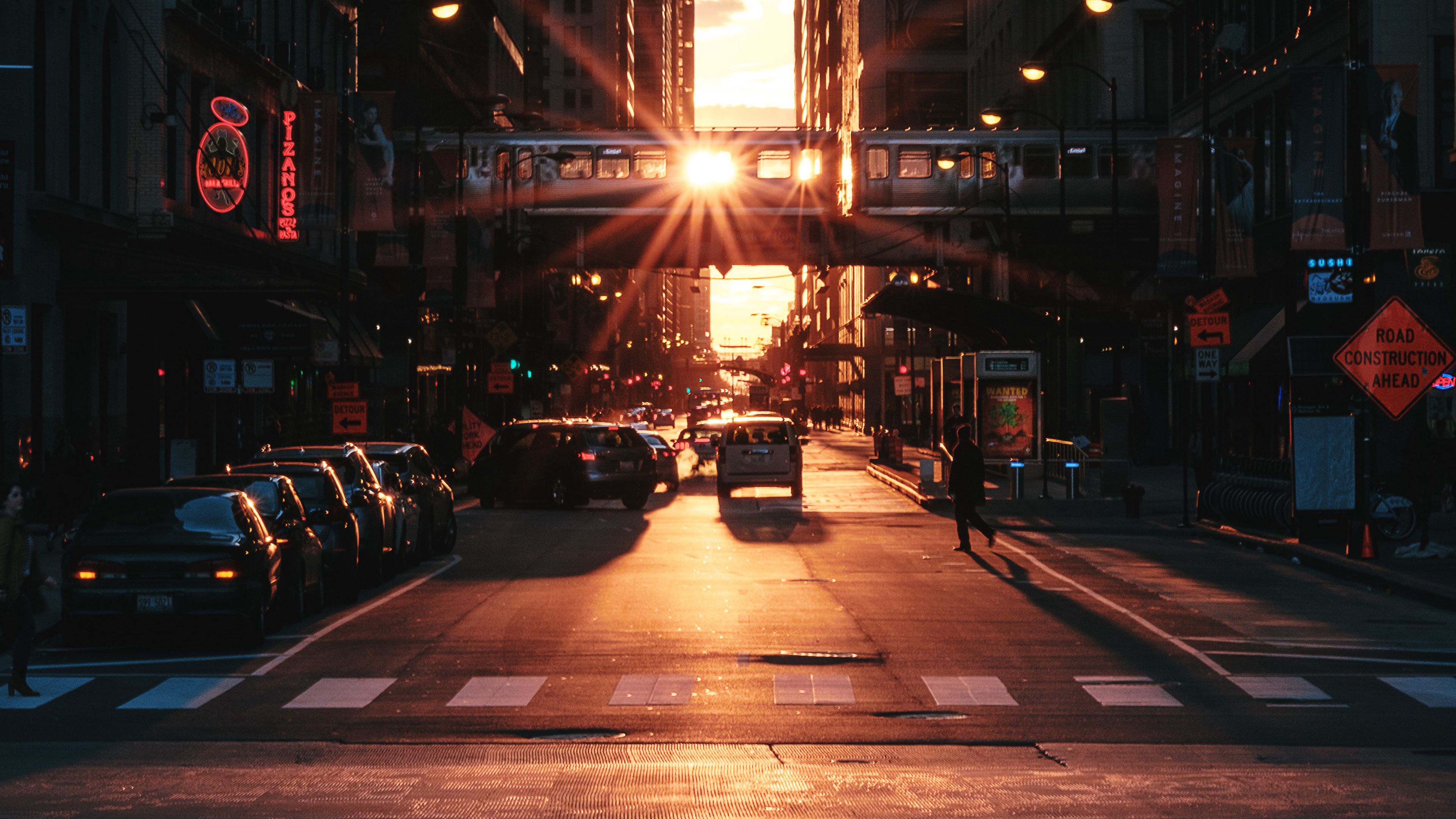 Download wallpaper 3840x2160 city, sunset, street, buildings 4k uhd 16:9 HD background