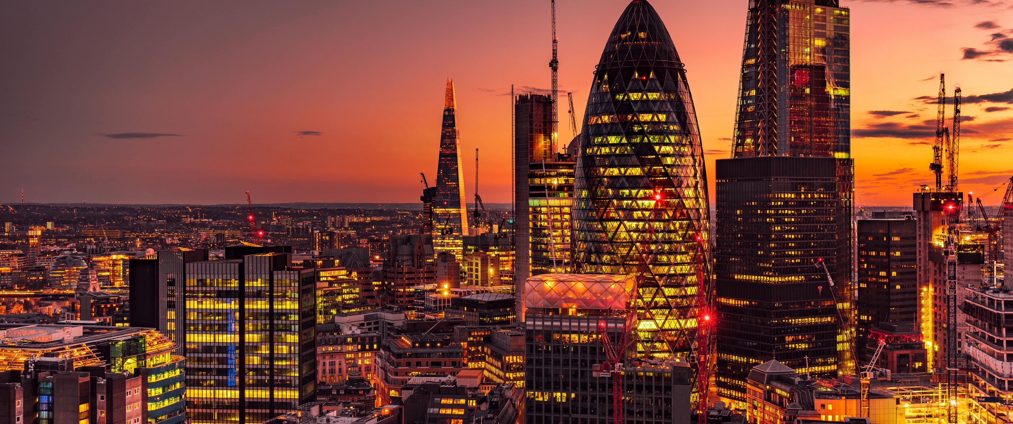 Cityscape Wallpaper 4K, City lights, Sunset, Dawn