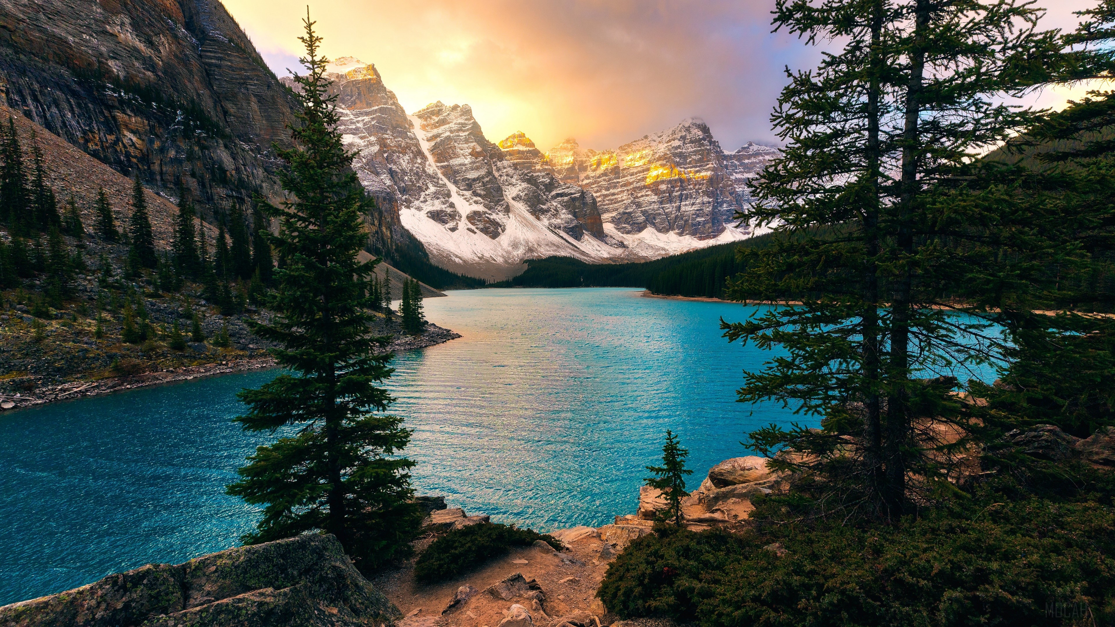 Banff National Park, Canada, Lake, Moraine Lake, Mountain 4k Gallery HD Wallpaper
