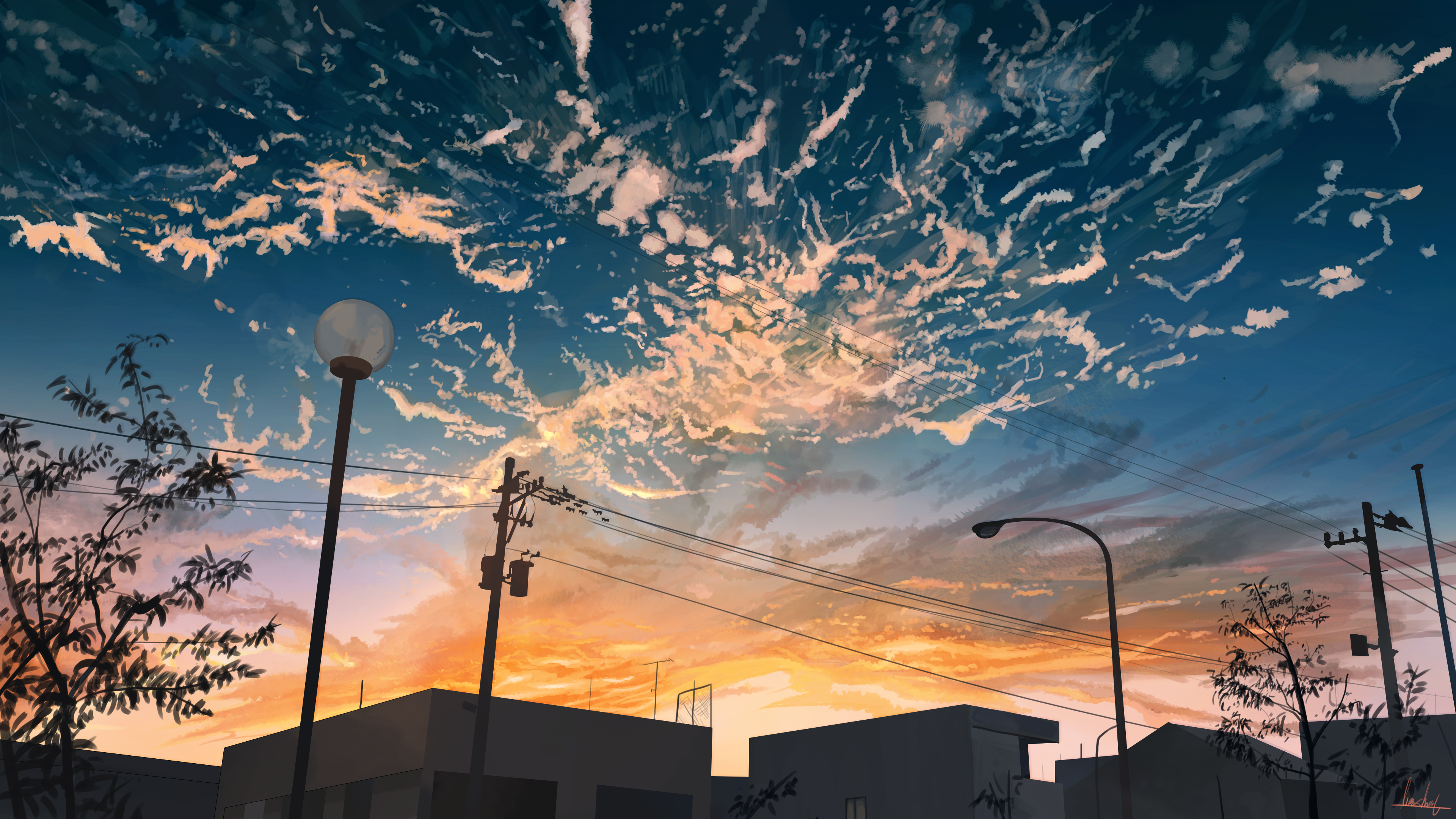 Anime Sunset 4k Ultra HD Wallpaper