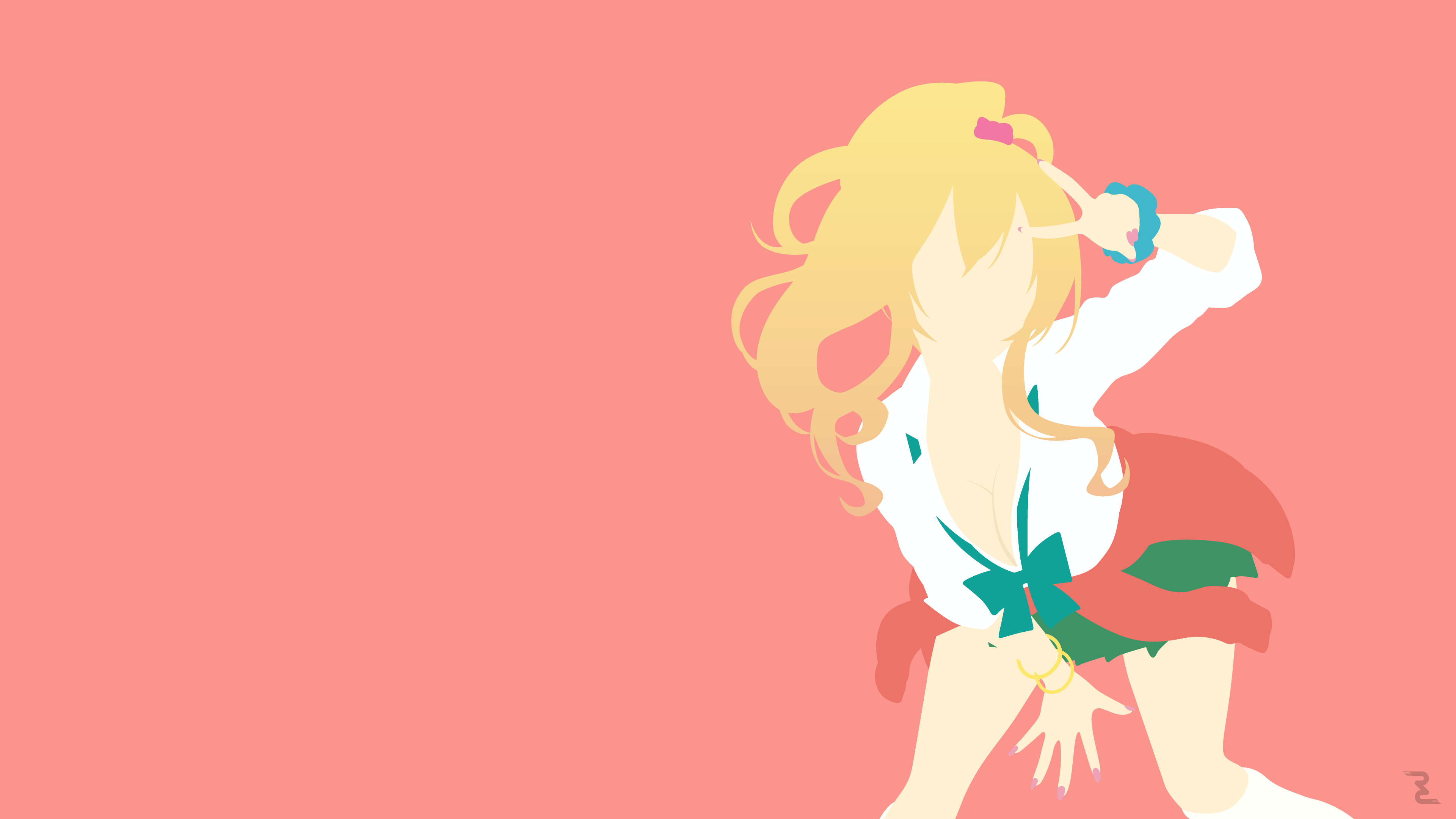 Wallpaper, anime girls, Hajimete no Gal, Yame Yukana, minimalism, long hair, blonde, simple background 3840x2160