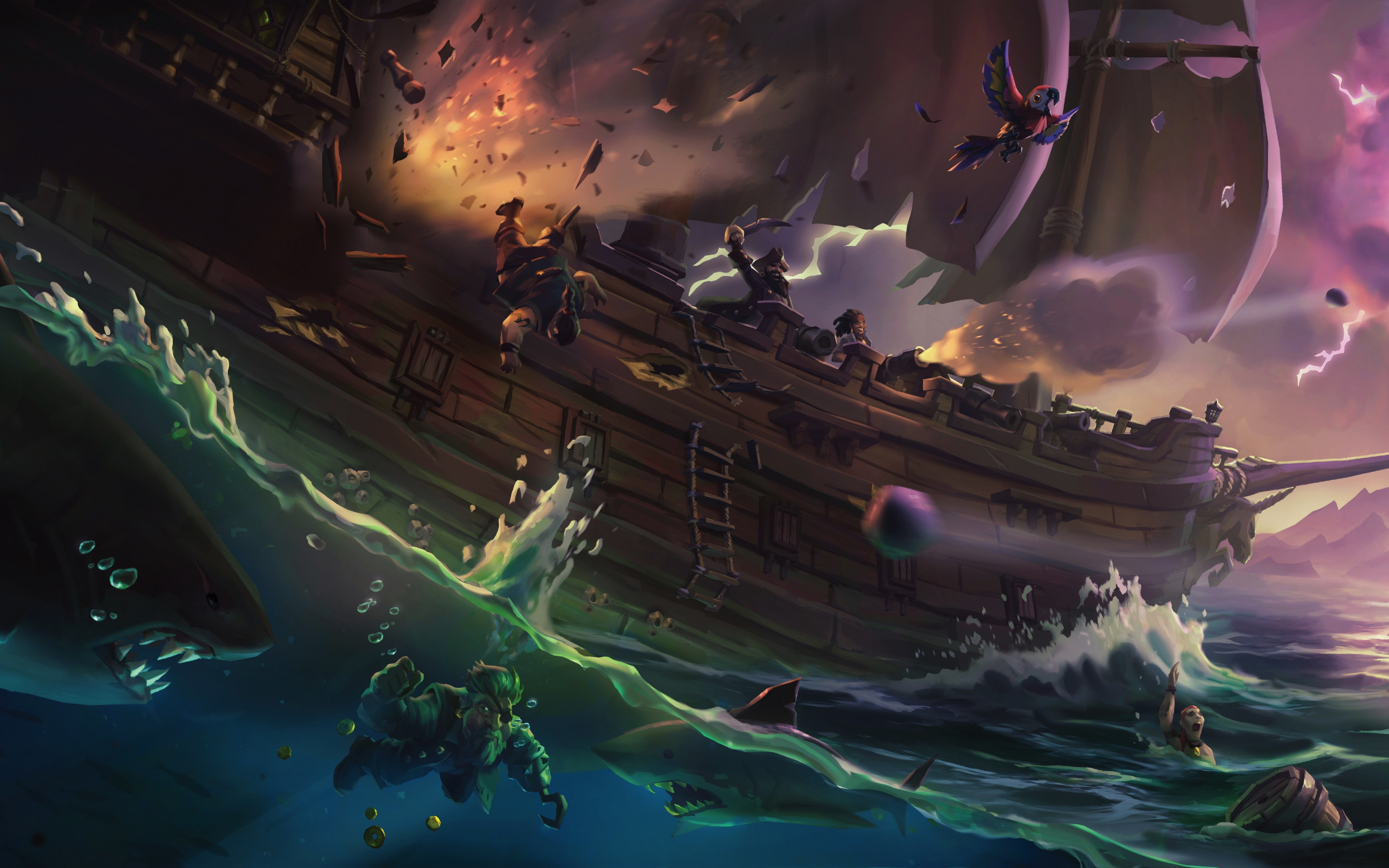 Download wallpaper 3840x2400 sea of thieves, ship, pirates, video game 4k wallaper, 4k ultra HD 16:10 wallpaper, 3840x2400 HD background, 2785