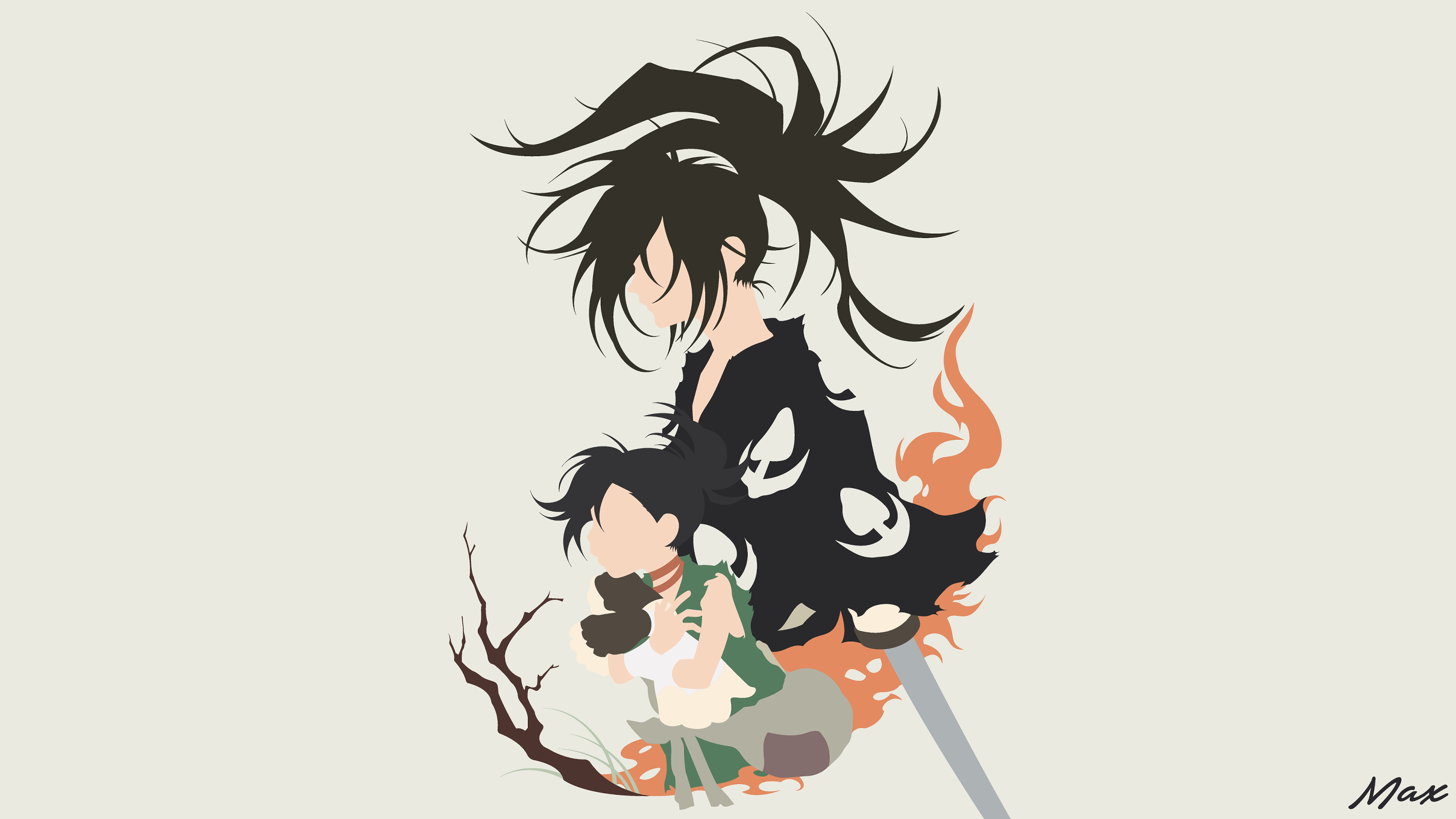 Hyakkimaru Dororo Minimalist 4K Wallpaper
