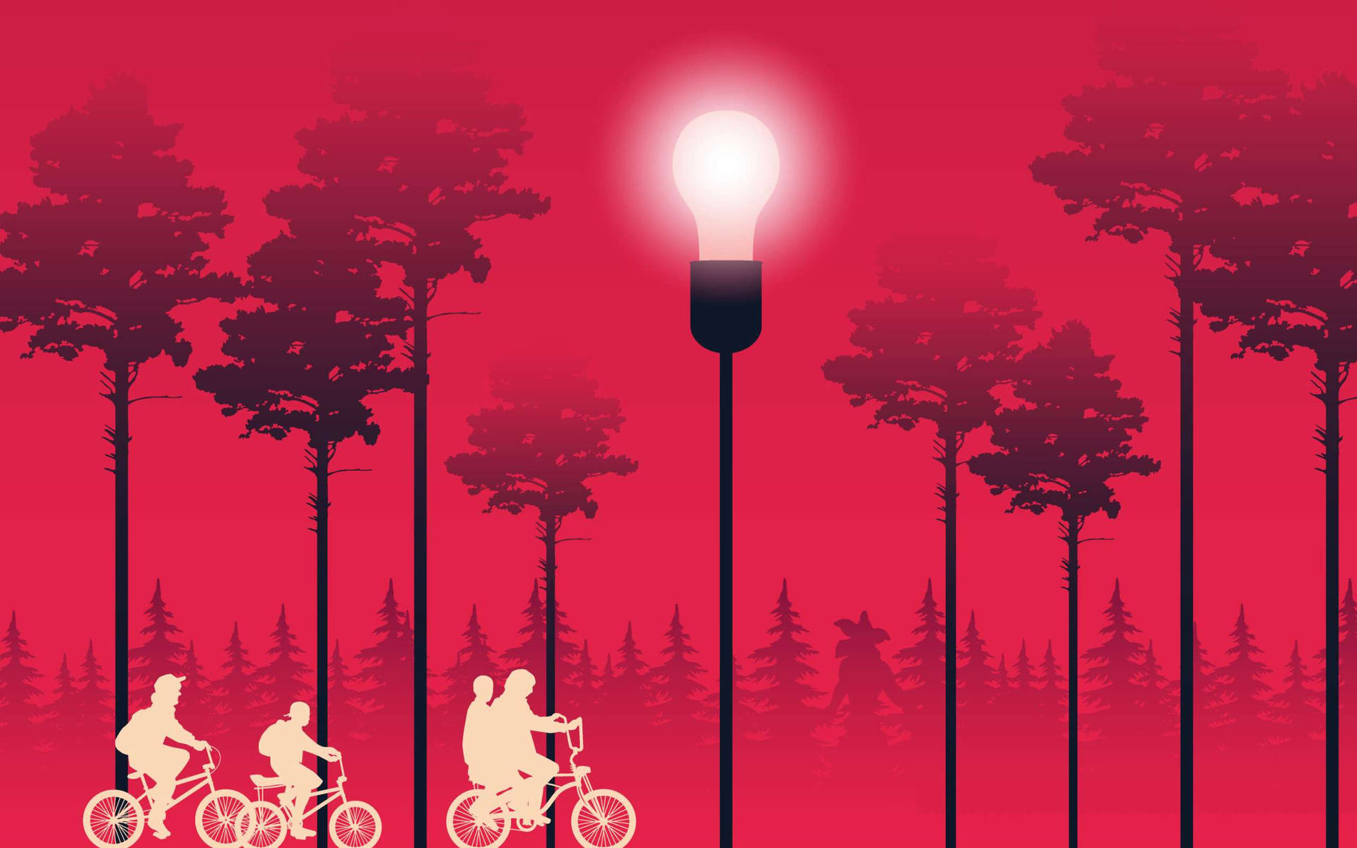 Download Cute Stranger Things Bikers On Forest Wallpaper