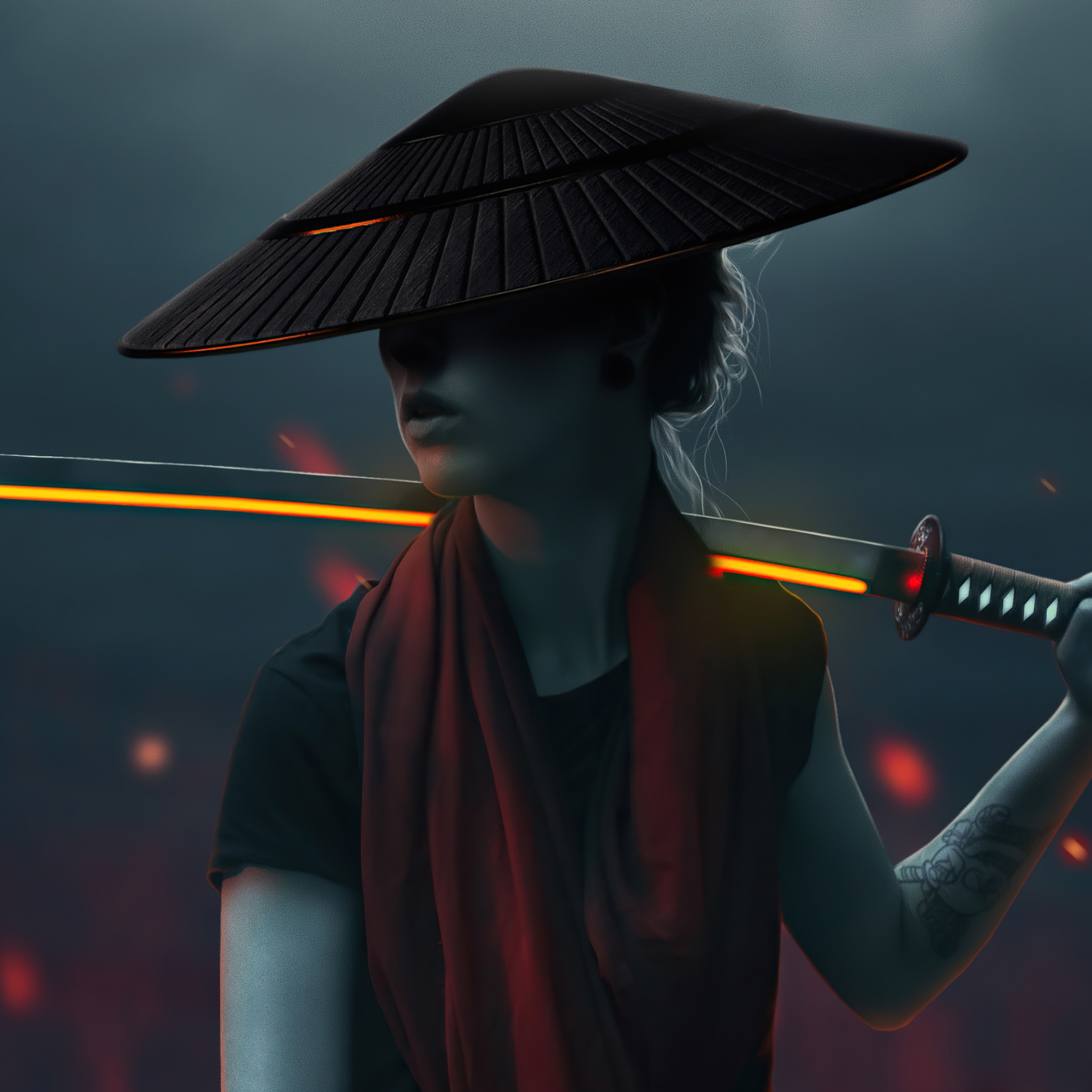 Wallpaper 4k Asian Girl With Lava Sword 4k Wallpaper