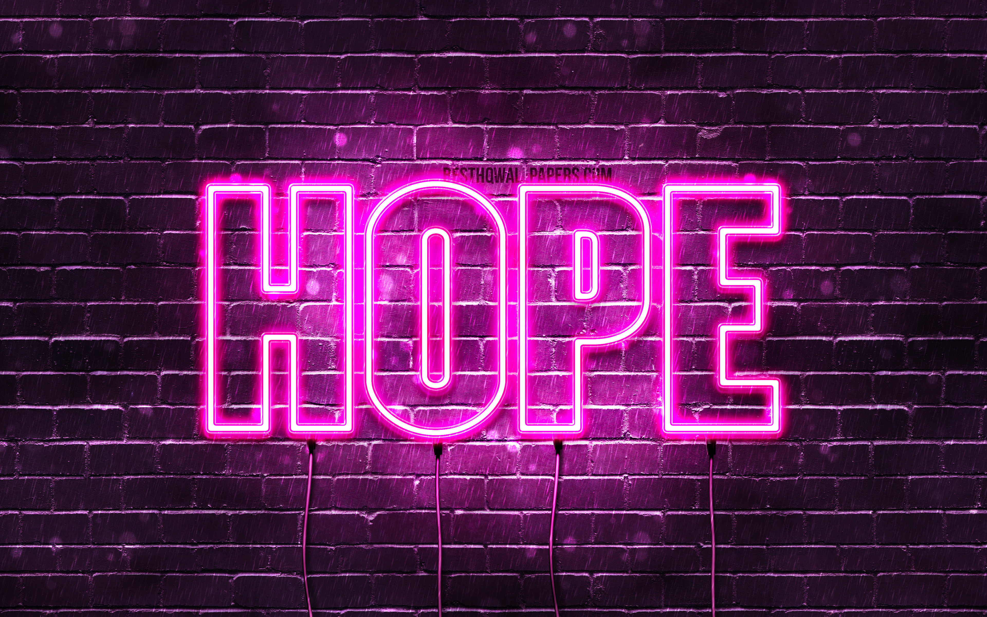 Download wallpaper Hope, 4k, wallpaper with names, female names, Hope name, purple neon lights, horizontal text, picture with Hope name for desktop with resolution 3840x2400. High Quality HD picture wallpaper