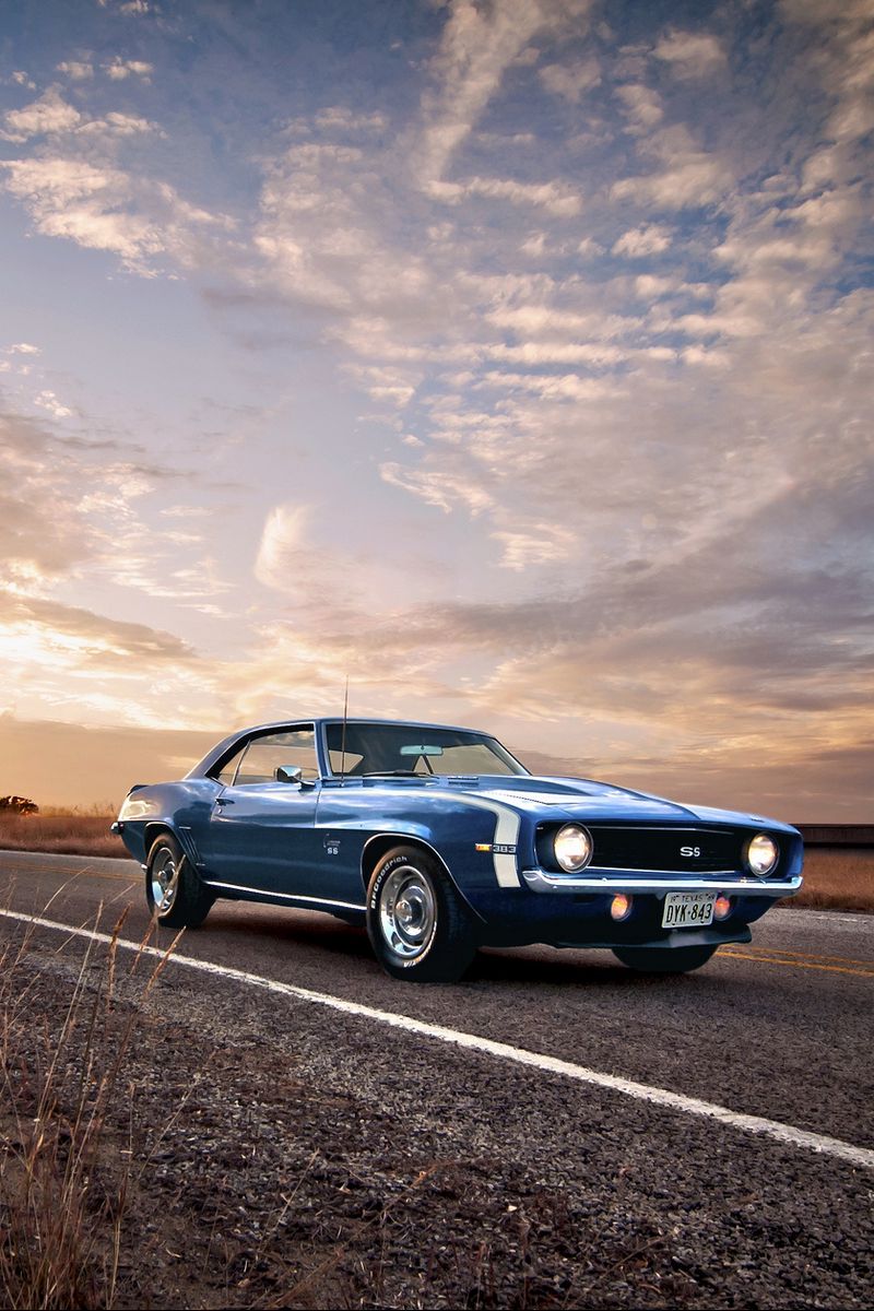 Download Wallpaper 800x1200 Ss, Classic, American, Camaro, Chevrolet, 1969, Blue Iphone 4s 4 For Parallax HD Background