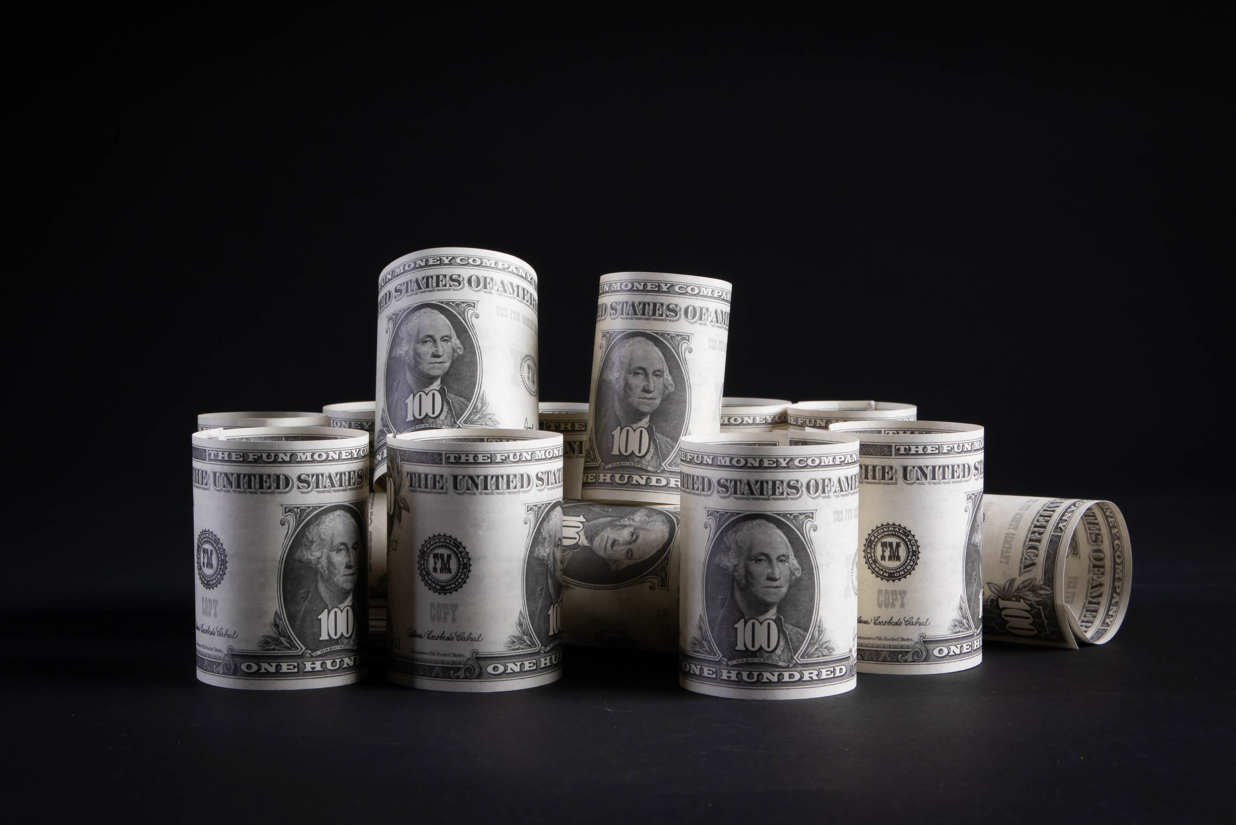 4K, Money, Banknotes, Dollars, Gray background Gallery HD Wallpaper