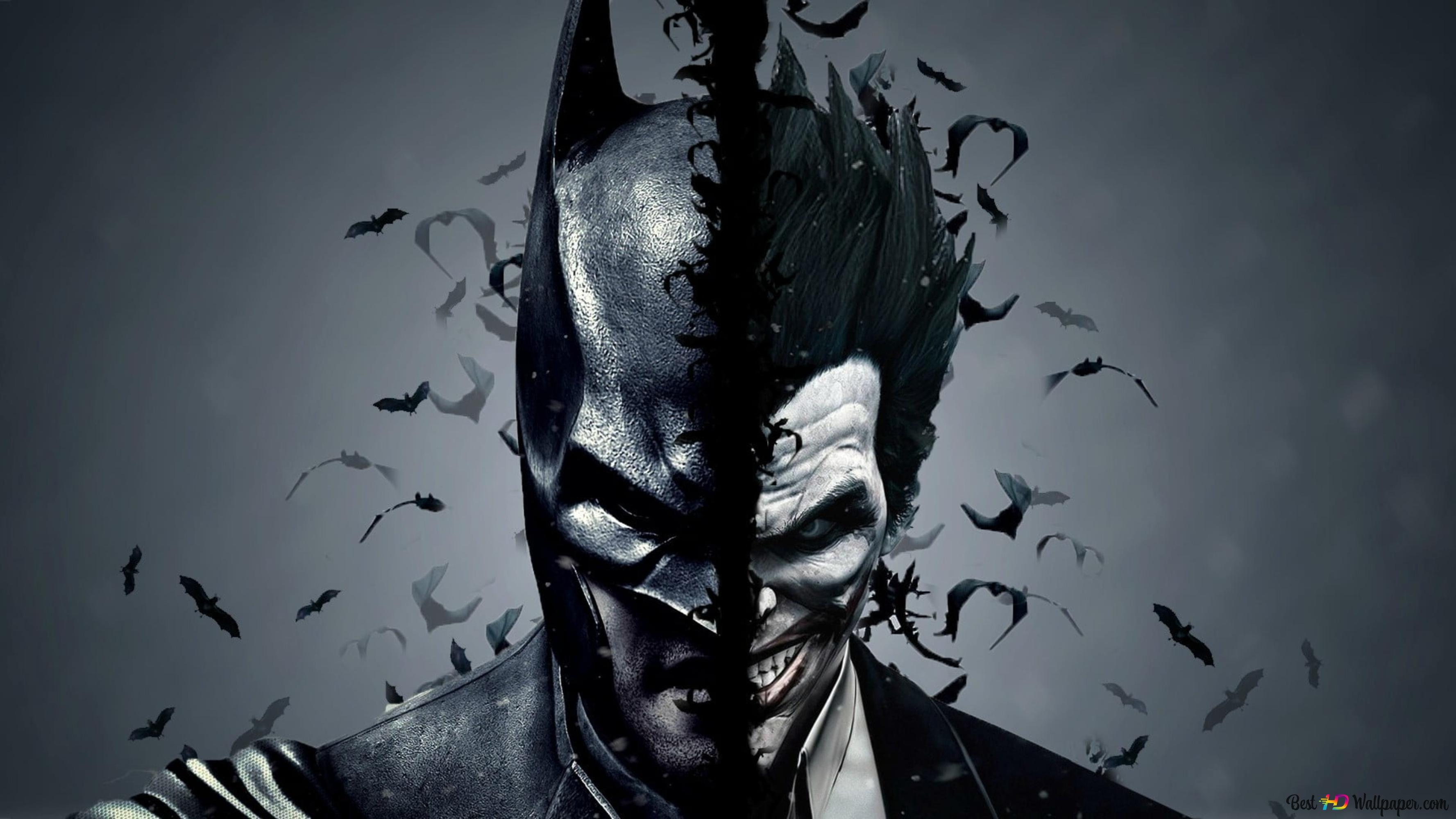 Batman and joker illustration 4K wallpaper download
