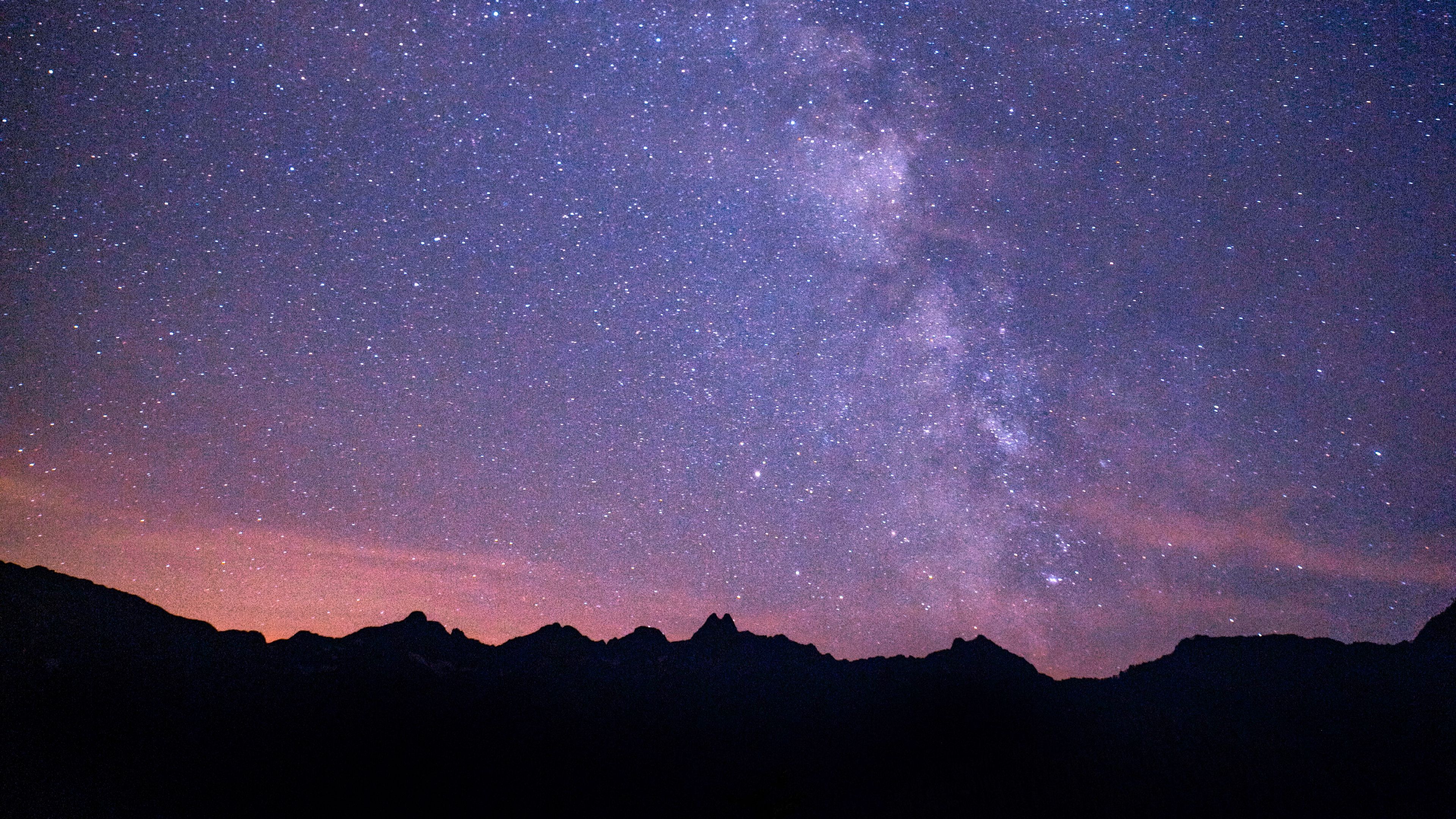 Wallpaper / milky way, starry sky, night, mountains, 4k free download