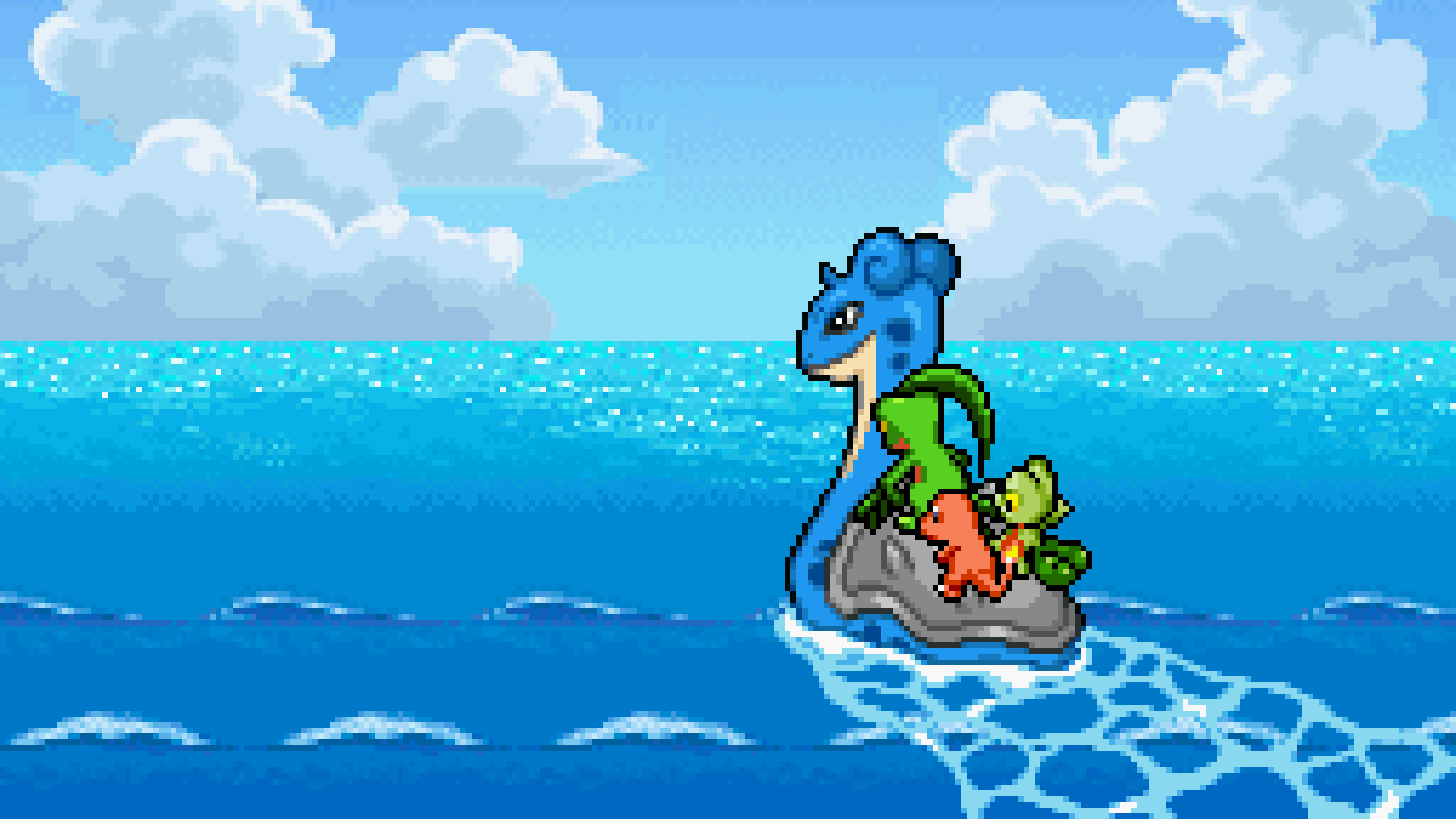 Pair of wallpaper I made from the Lapras scene in EoS. Made for light and dark theme desktop