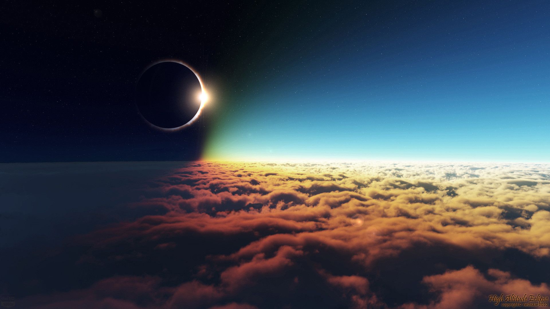 Total Solar Eclipse [1920x1080]. Above the clouds, Nature, Clouds