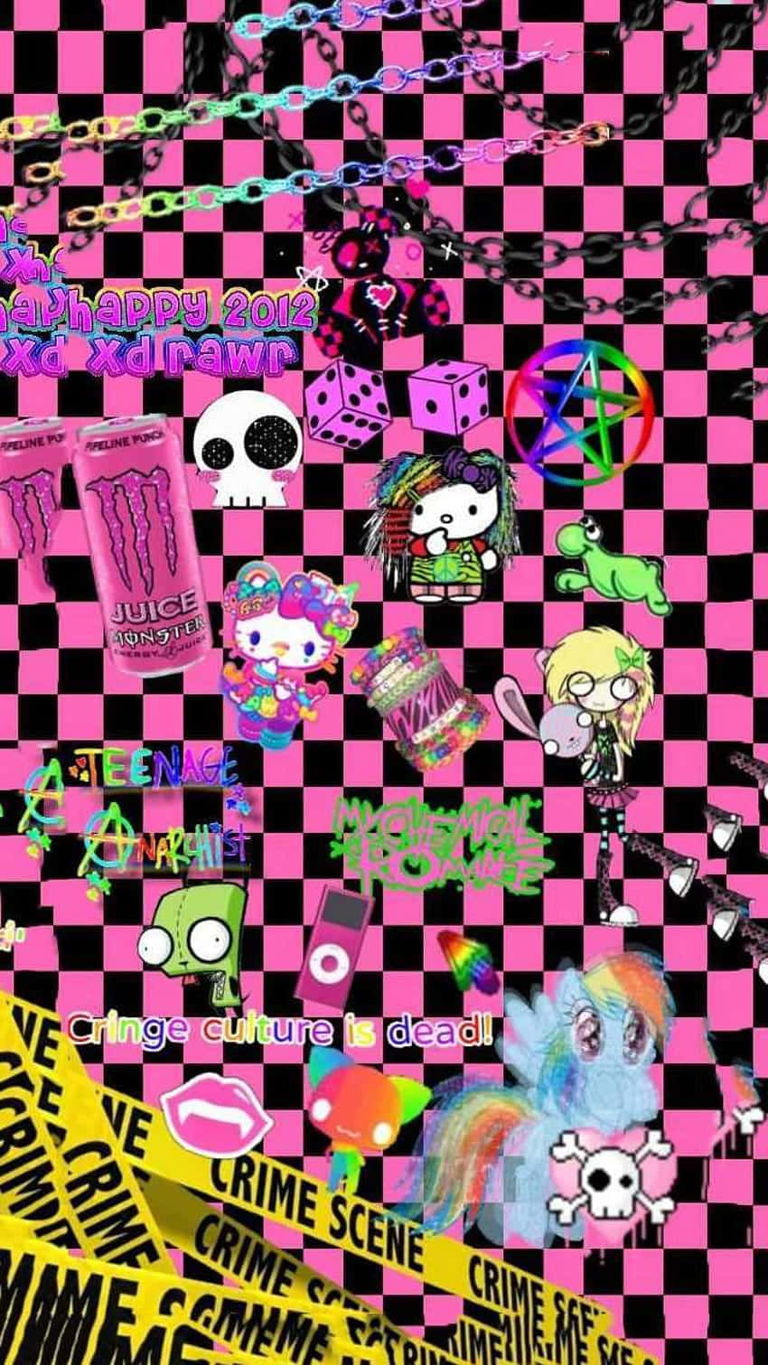Download Weirdcore Pfp Of Pink Checkered Wallpaper