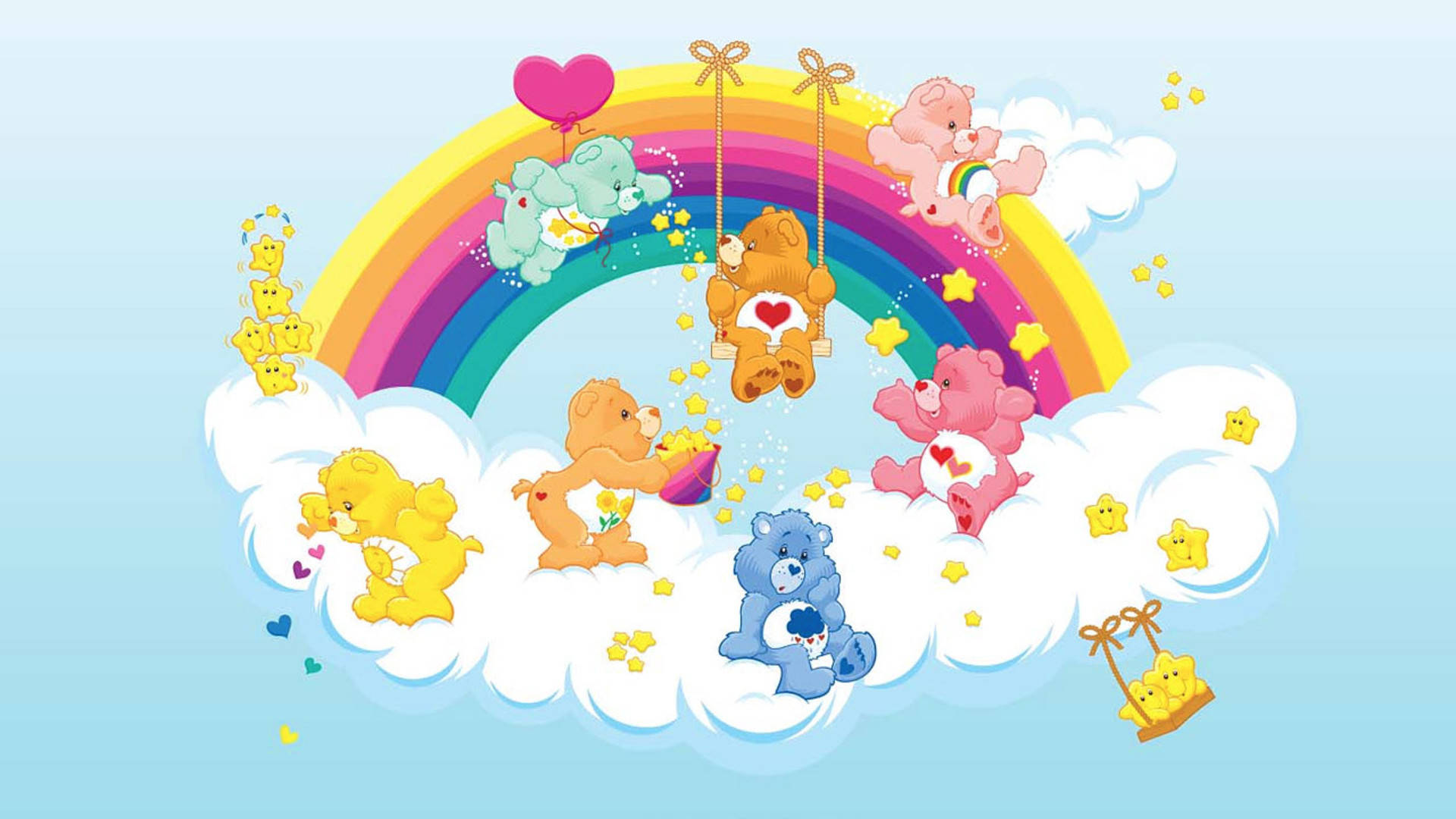 Download Care Bears On Clouds Wallpaper