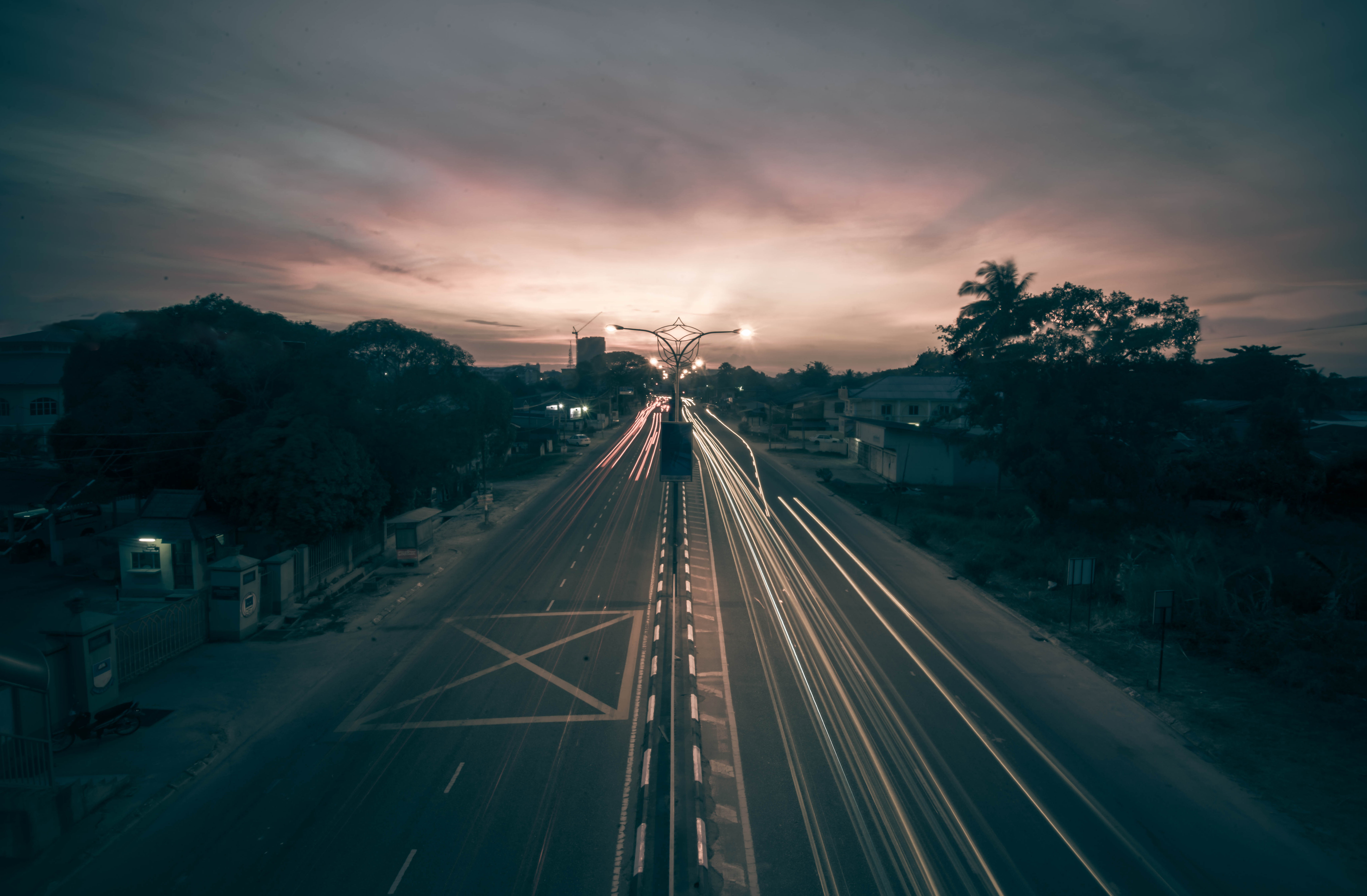 Wallpaper, sunlight, landscape, sunset, sky, road, evening, morning, bridge, horizon, atmosphere, Malaysia, highway, dusk, longexposure, cloud, tree, dawn, darkness, meteorological phenomenon, kelantan, kotabharu, fixed link 6840x4484