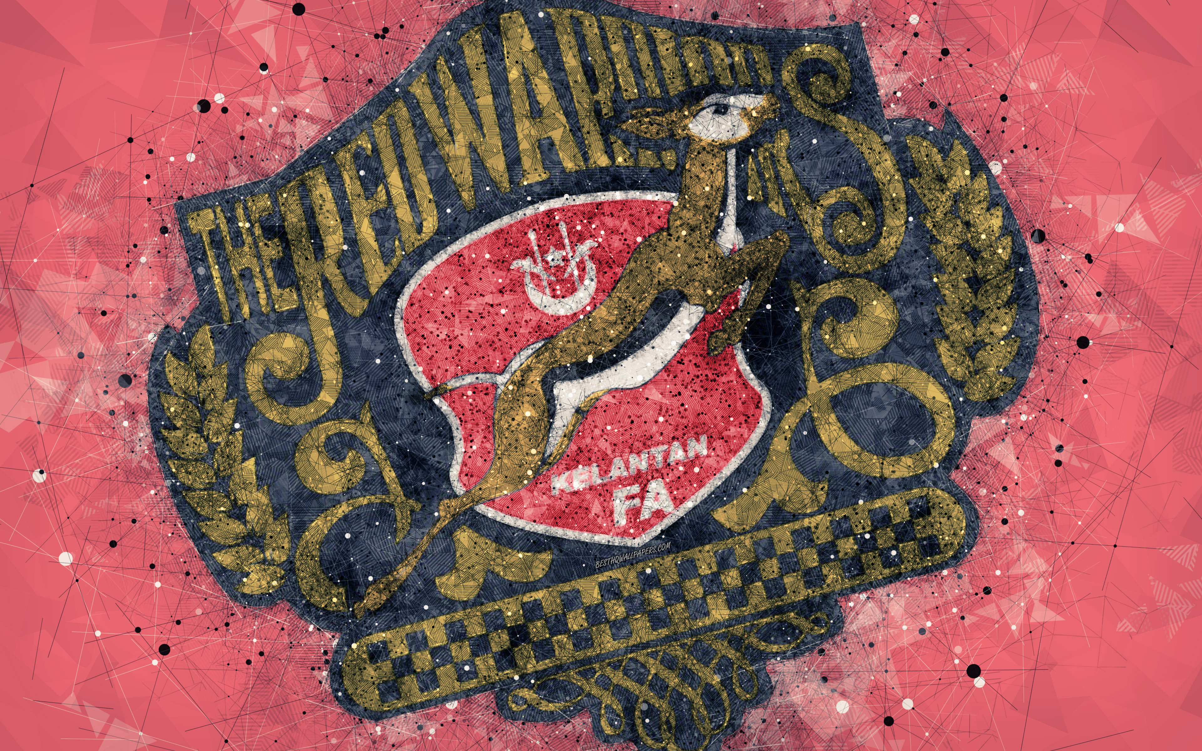 Download Wallpaper Kelantan FA, The Red Warriors, 4k, Logo, Geometric Art, Malaysian Football Club, Red Background, Liga Super Malaysia, Kota Baru, Malaysia, Football, Kelantan FC For Desktop With Resolution 3840x2400. High Quality HD