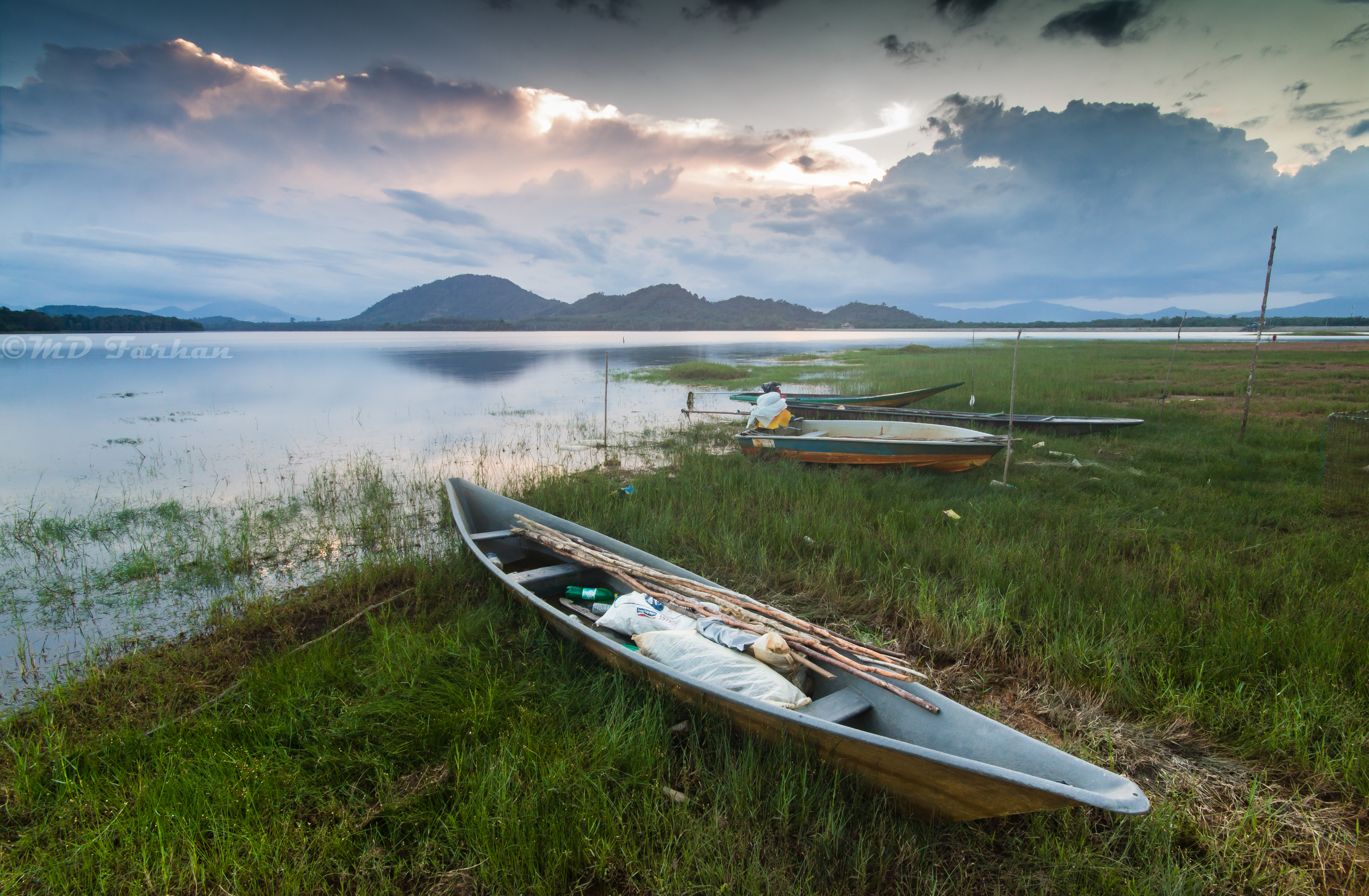 Wallpaper, landscape, boat, sunset, lake, water, nature, shore, reflection, grass, sky, calm, river, Canon, horizon, Malaysia, dam, Lake District, wetland, cloud, sigma, reservoir, 600d, nationalgeographic, 1020mm, lensamalaya, marsh, loch, watercraft