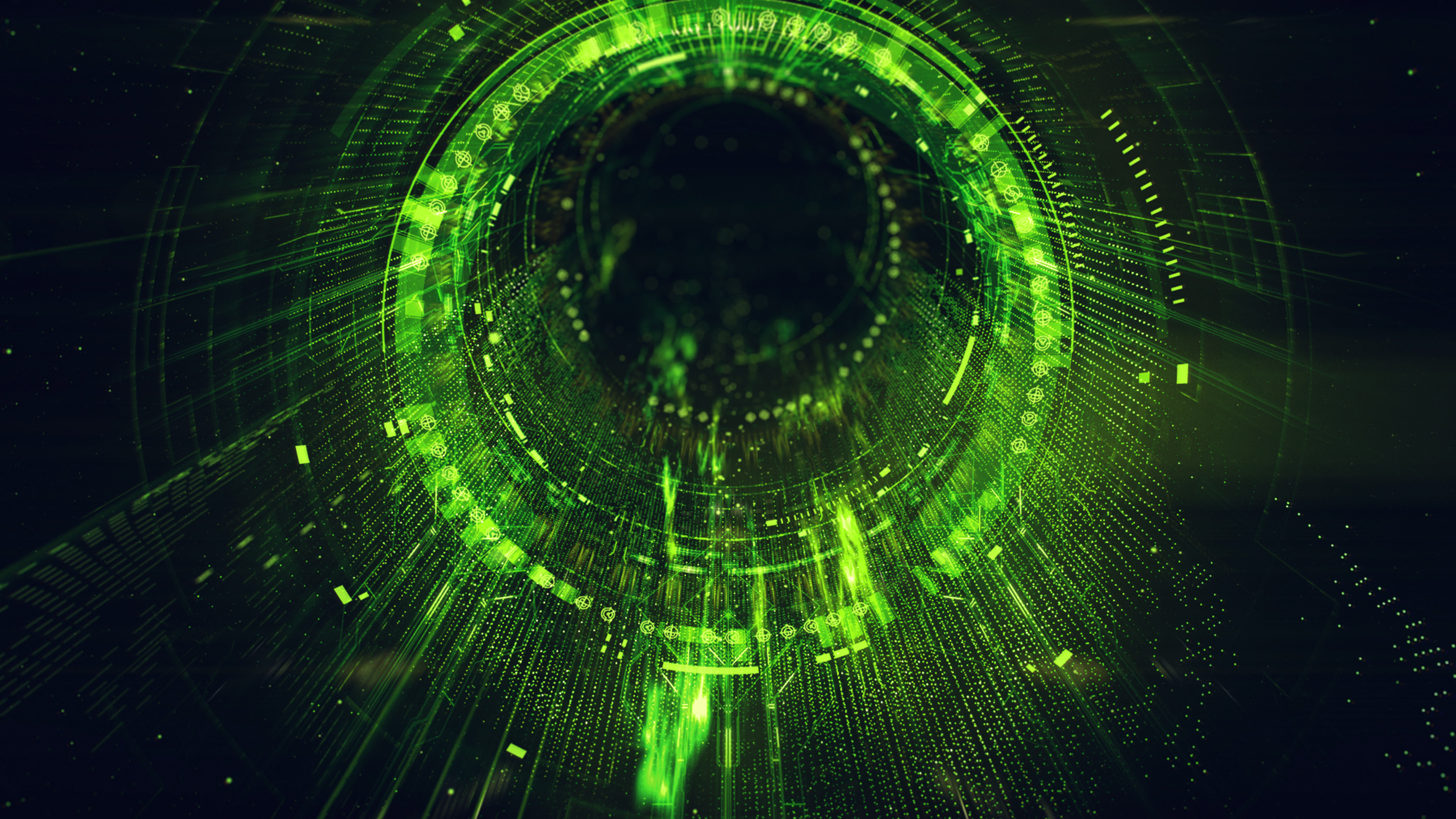 wallpaper for desktop, laptop. circle blackhole green digital illustration art