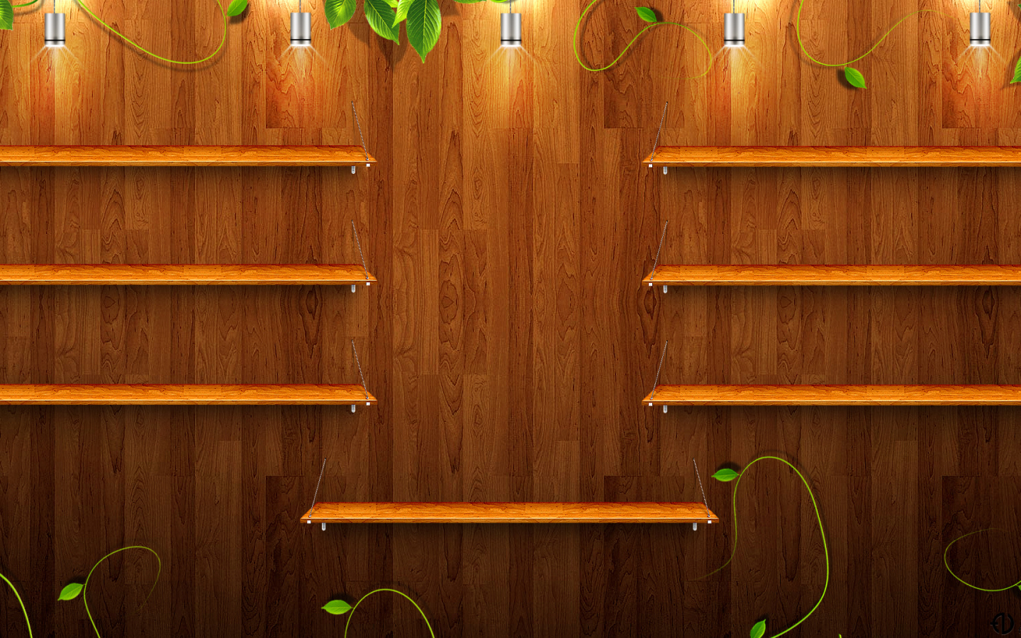 Wooden shelves Desktop wallpaper 1440x900