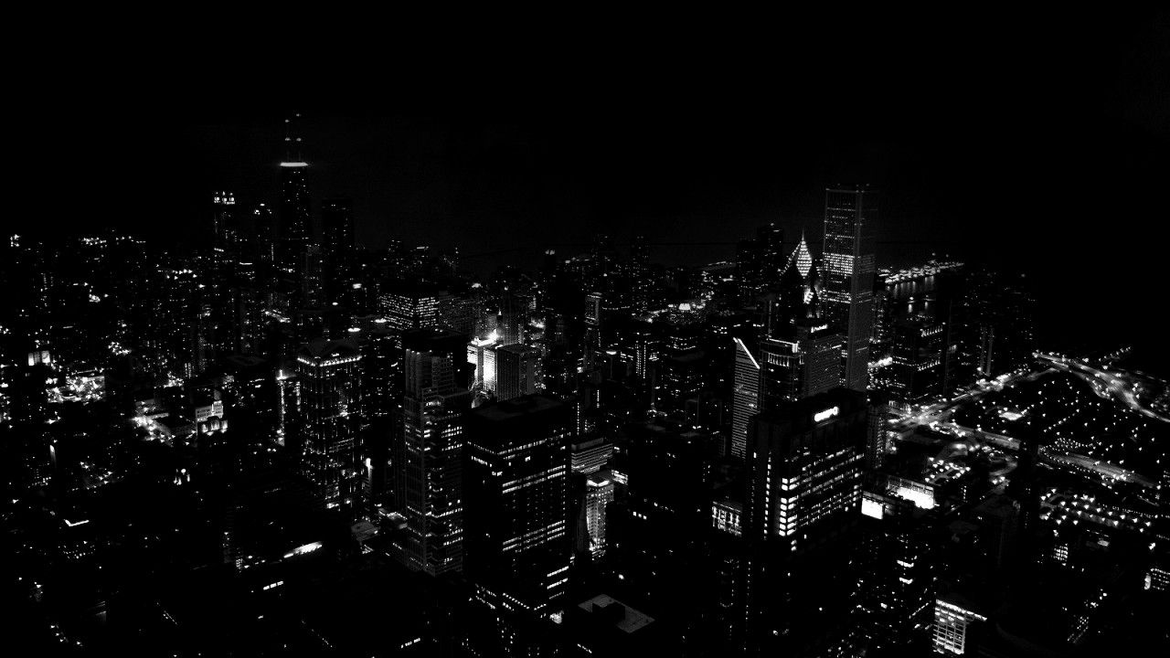 City Lights Black and White Wallpaper