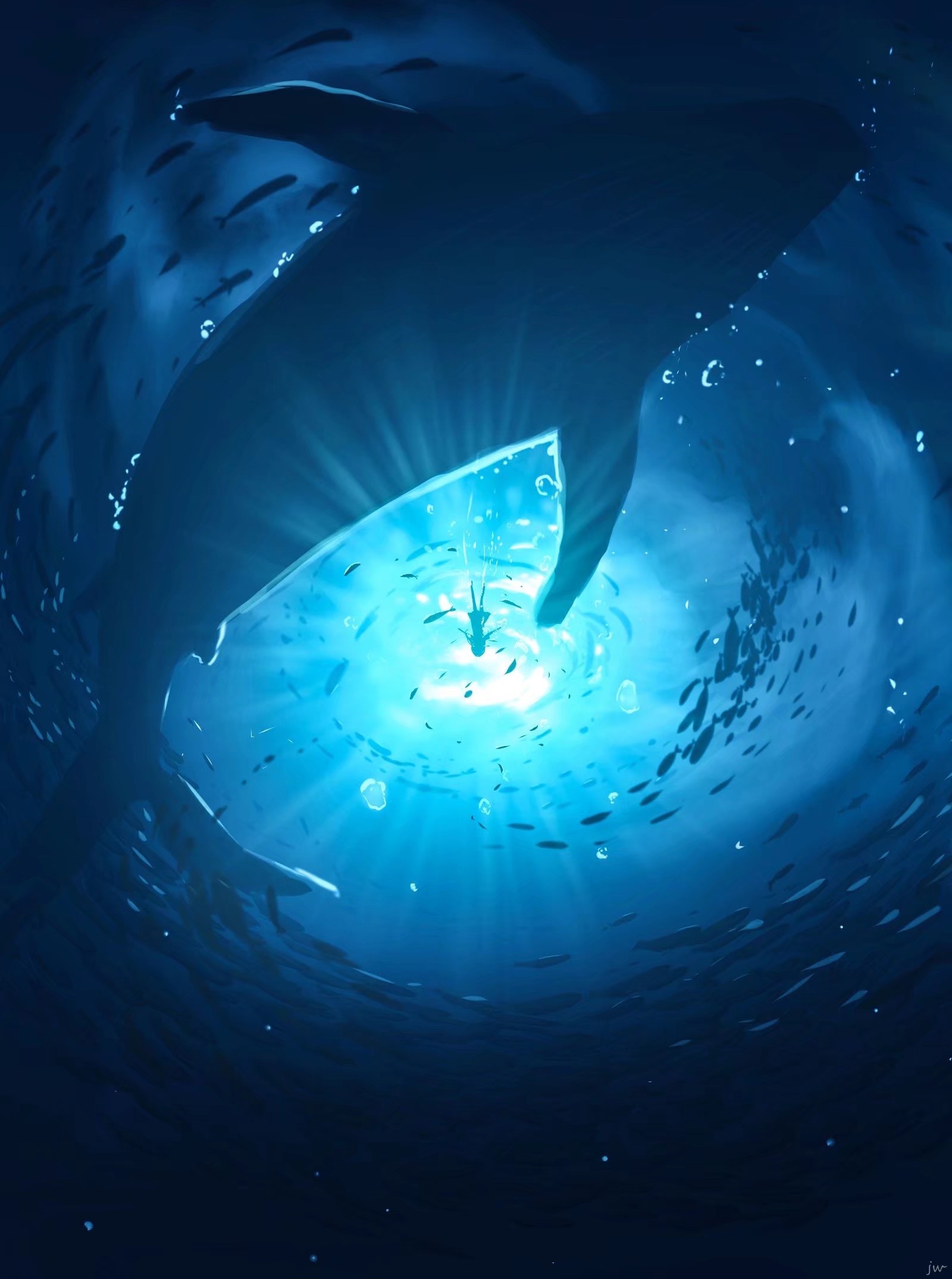 4K, anime, underwater, HuashiJW Gallery HD Wallpaper