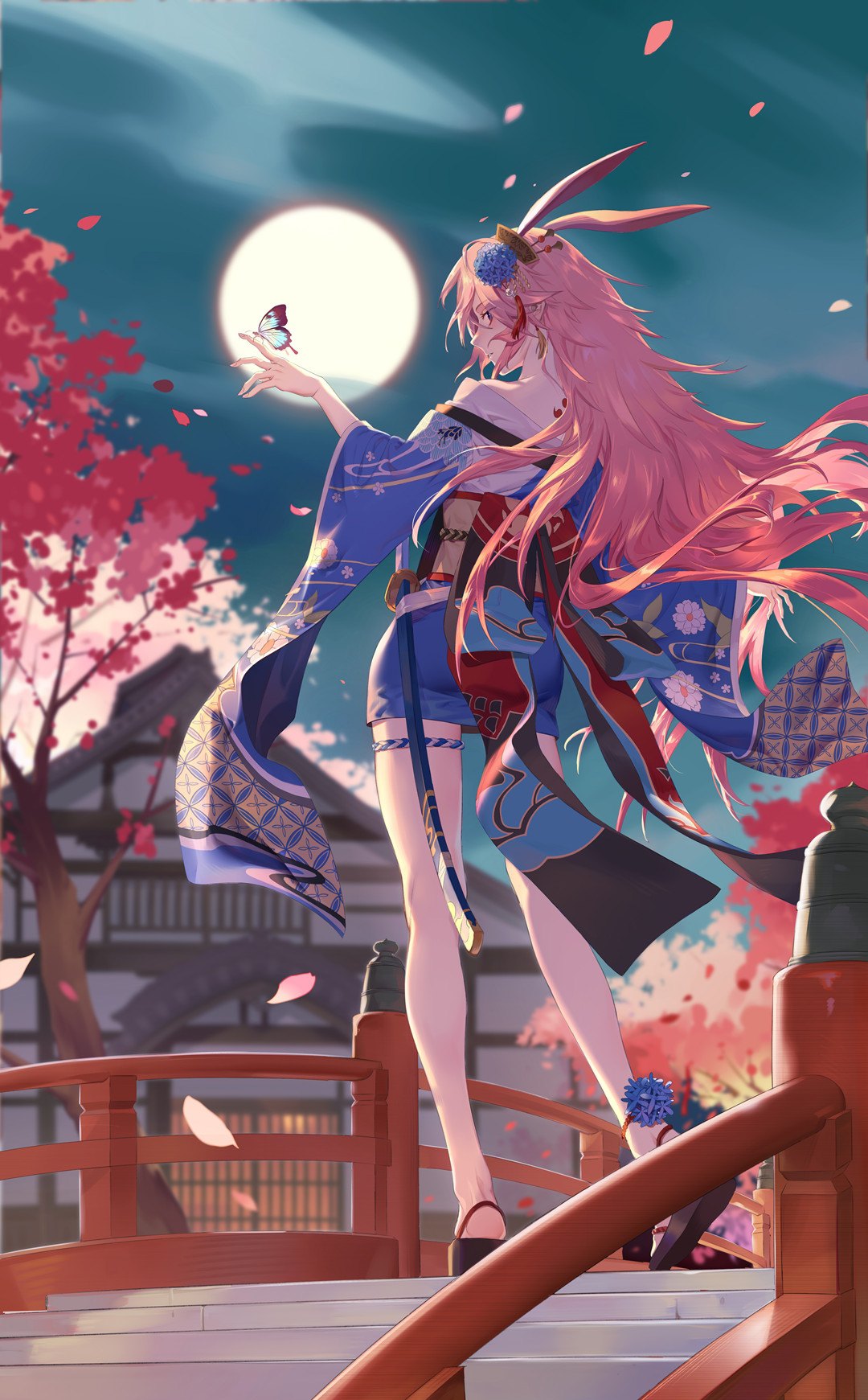 Wallpaper, artwork, anime girls, 2D, digital art, Yae Sakura, portrait display, vertical 1080x1741
