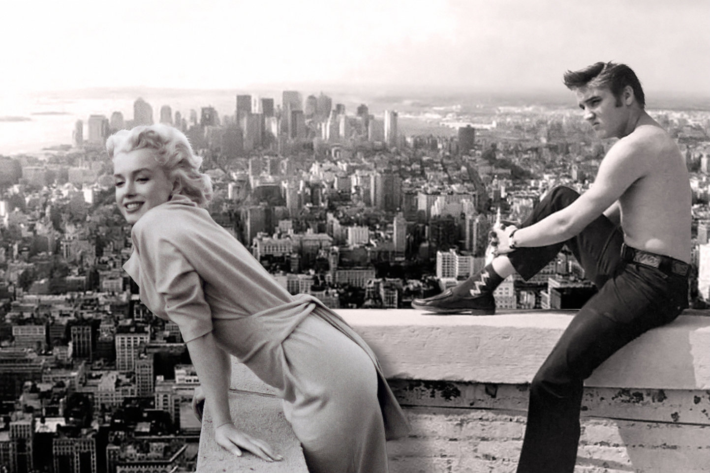 Marilyn & Elvis Cityscape HD Wallpaper