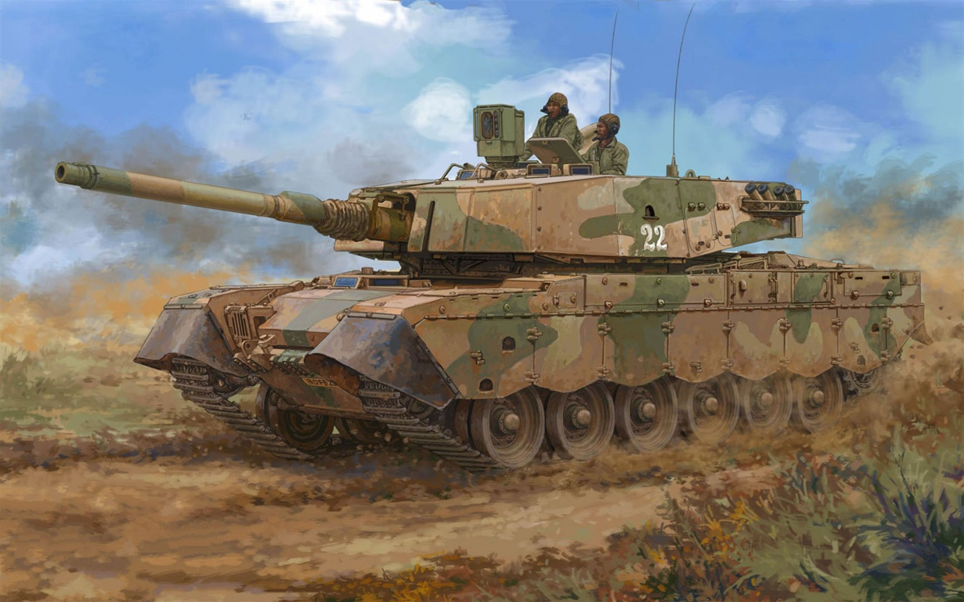 Download wallpaper Olifant, South African main battle tank, Centurion A41, art, drawing, South Africa, desert, tank, modern armored vehicles for desktop with resolution 1920x1200. High Quality HD picture wallpaper